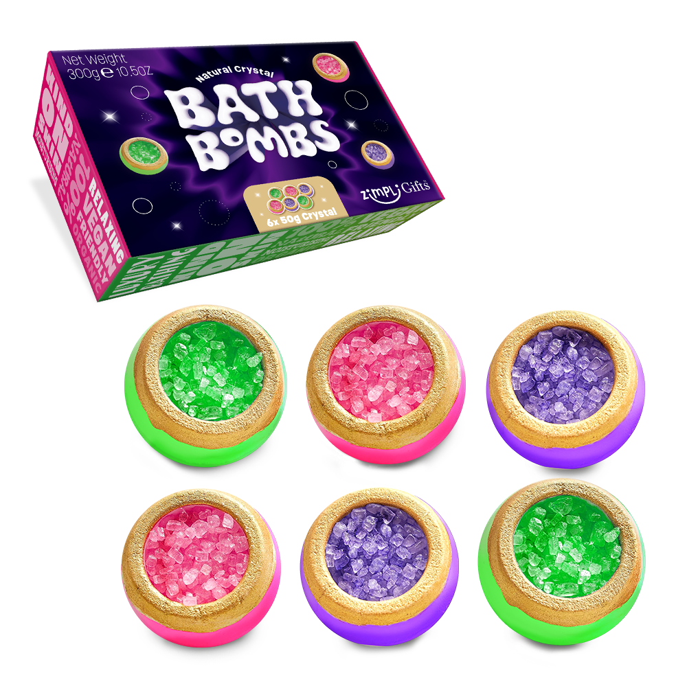 Zimpli Gifts 6x 50g Crystal Bath Bombs