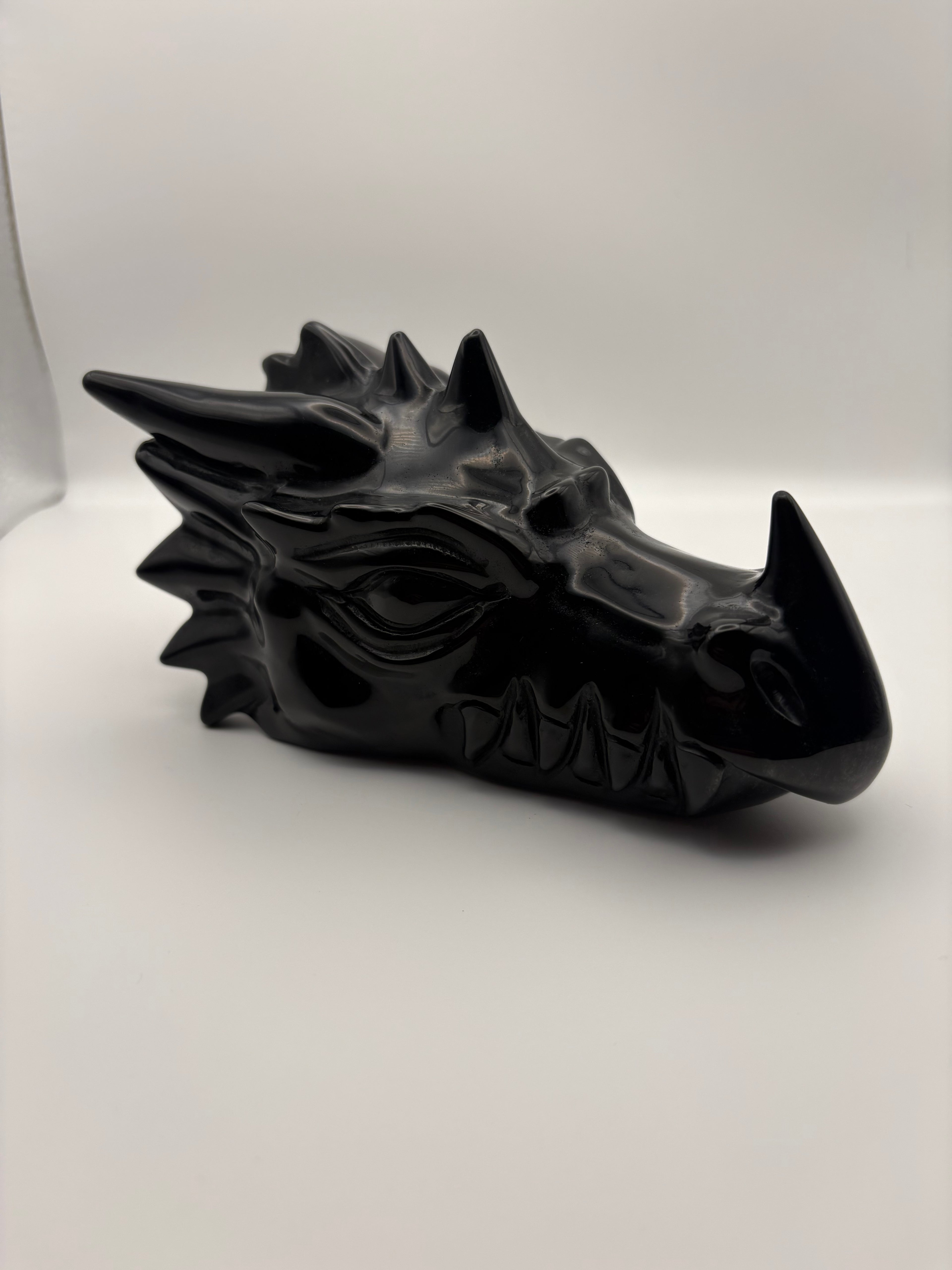 Large Black Obsidian Dragon Skull