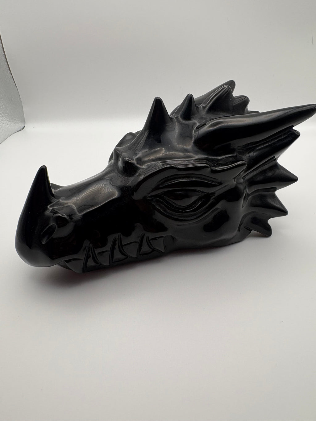 Large Black Obsidian Dragon Skull