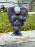 Rare Blue Lace Angel Carving with Clear Quartz inclusions and beautiful banding
