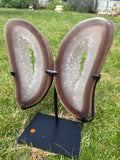 Butterfly wing agate druzys with custom stand from Argentina weight over 2kg