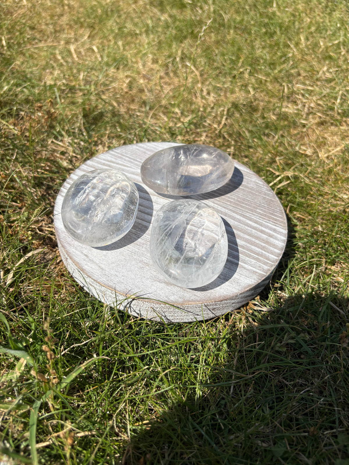 Clear quartz crystal palmstones