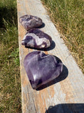 Chevron amethyst heart palm stones