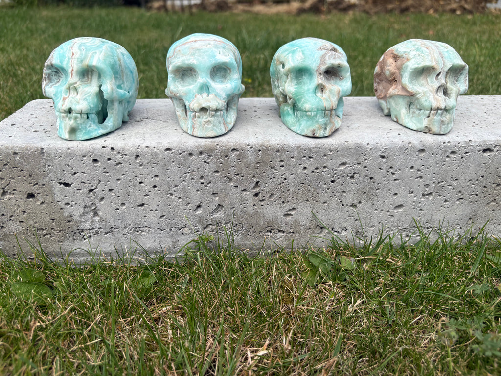 Hemimorphite skulls