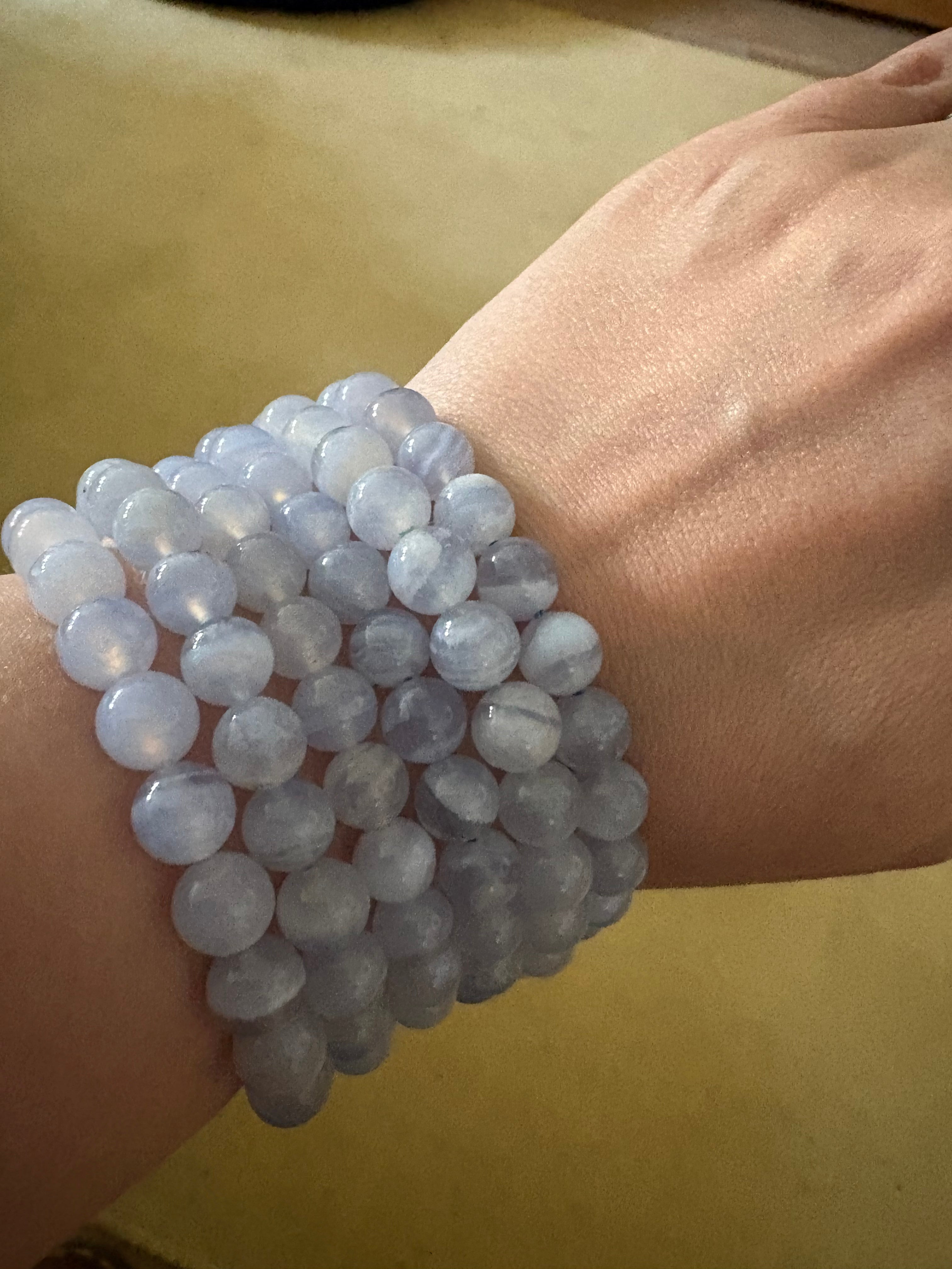 Blu Lace Agate Beaded Bracelet