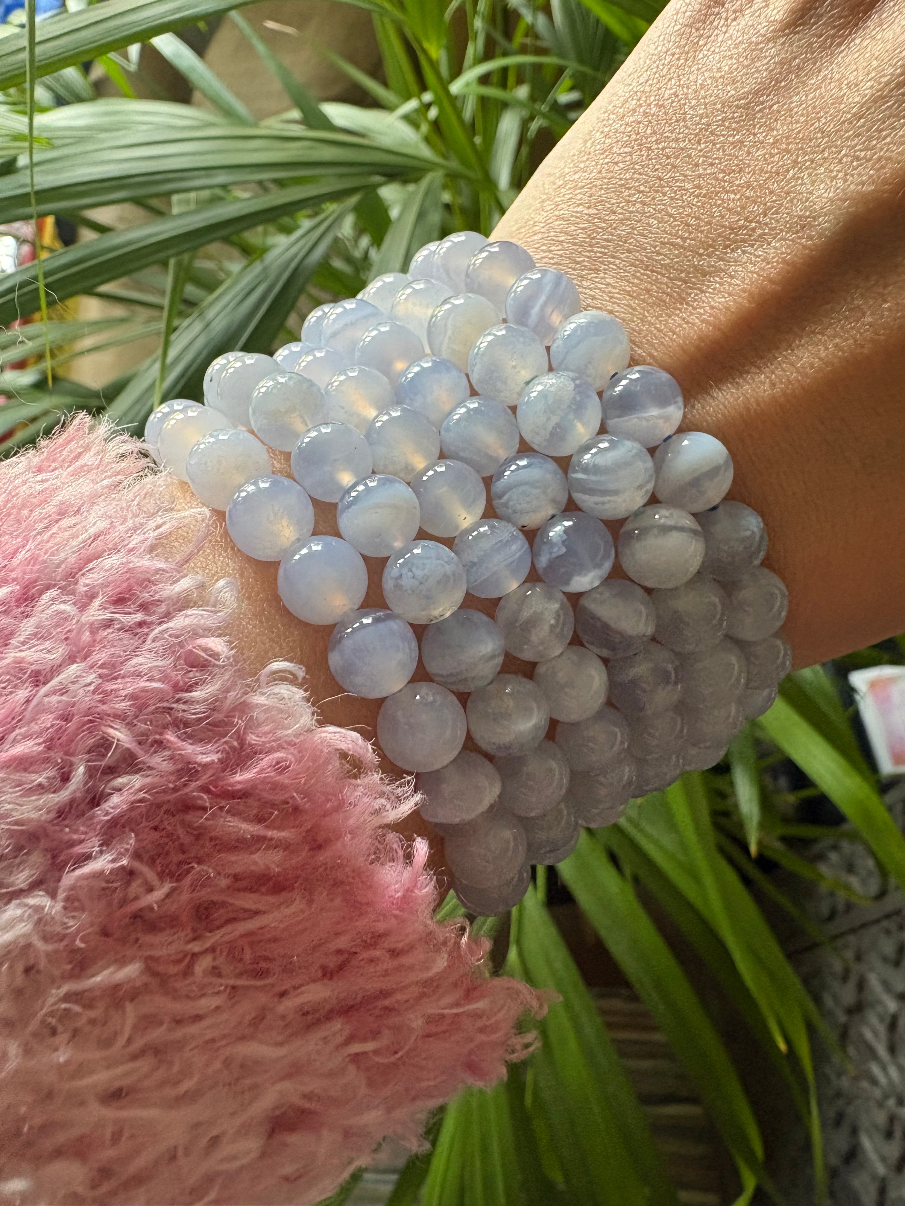 Blu Lace Agate Beaded Bracelet