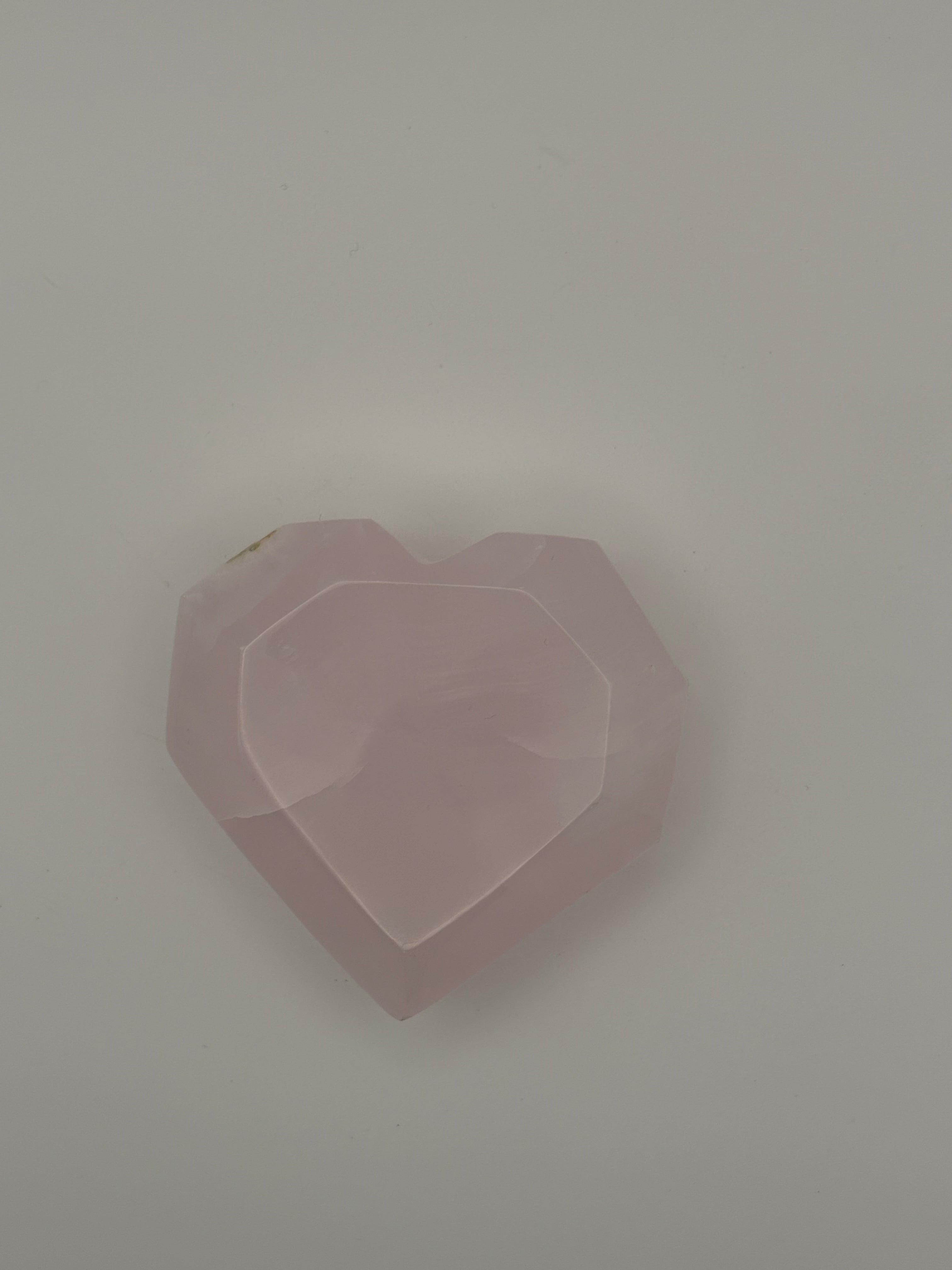 Pink calcite carved 3D heart