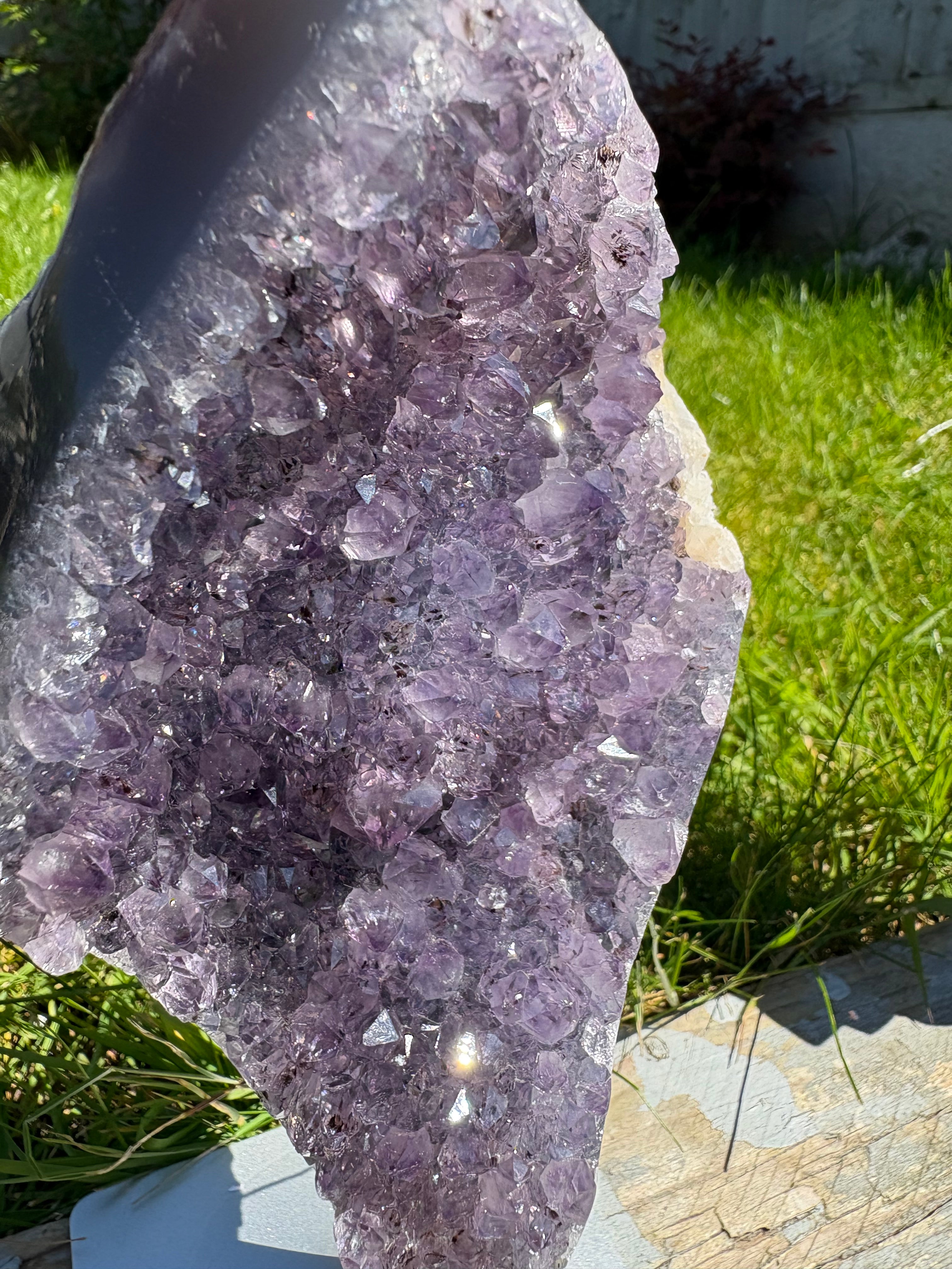 Purple Amethyst Druzy Freeform on Custom Stand