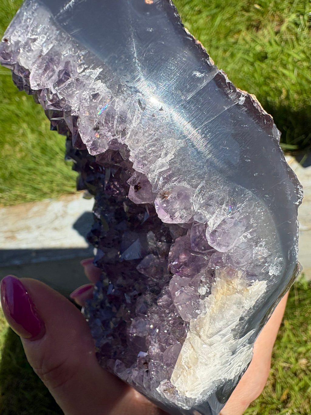 Purple Amethyst Druzy Freeform on Custom Stand