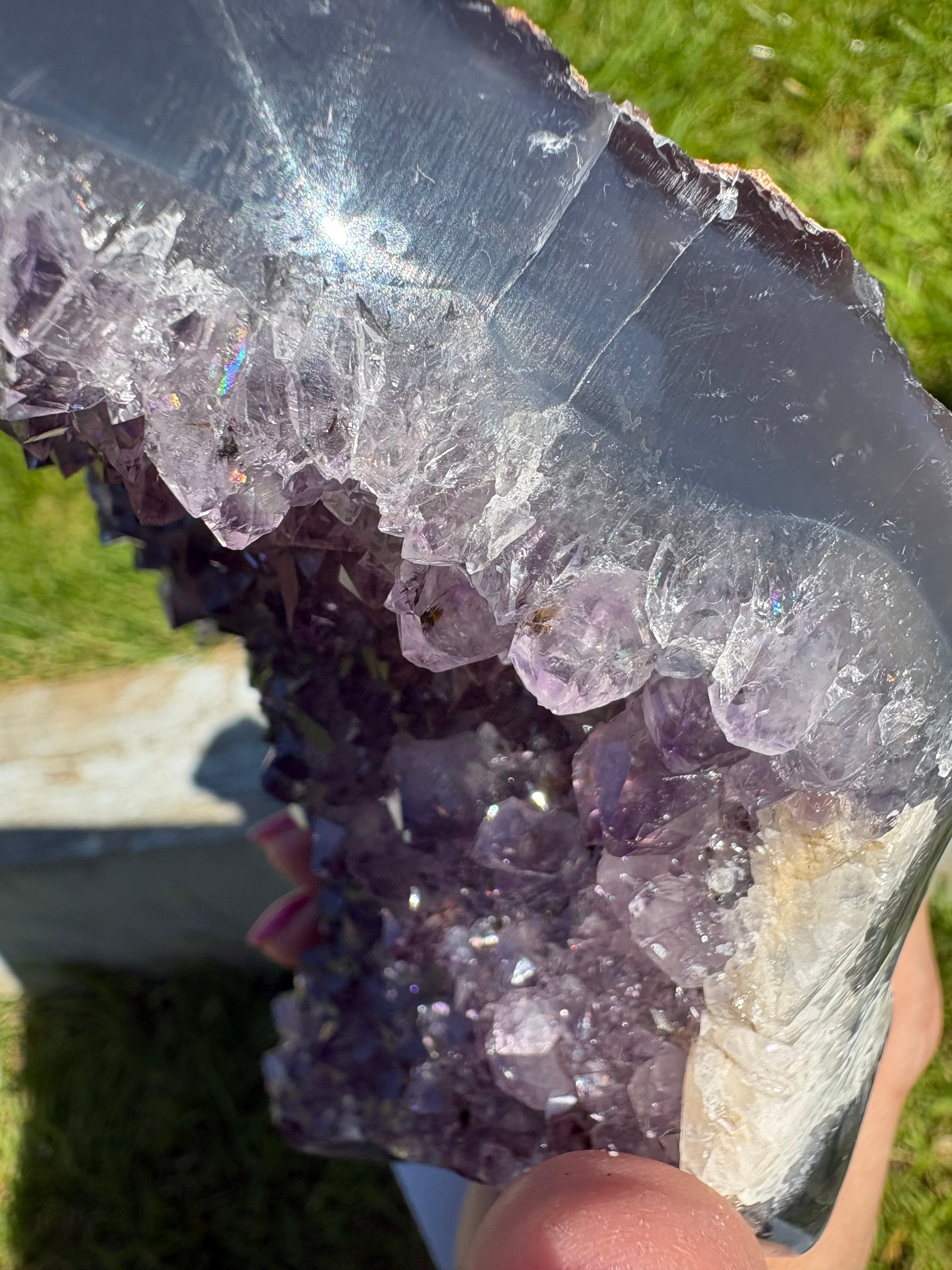 Purple Amethyst Druzy Freeform on Custom Stand