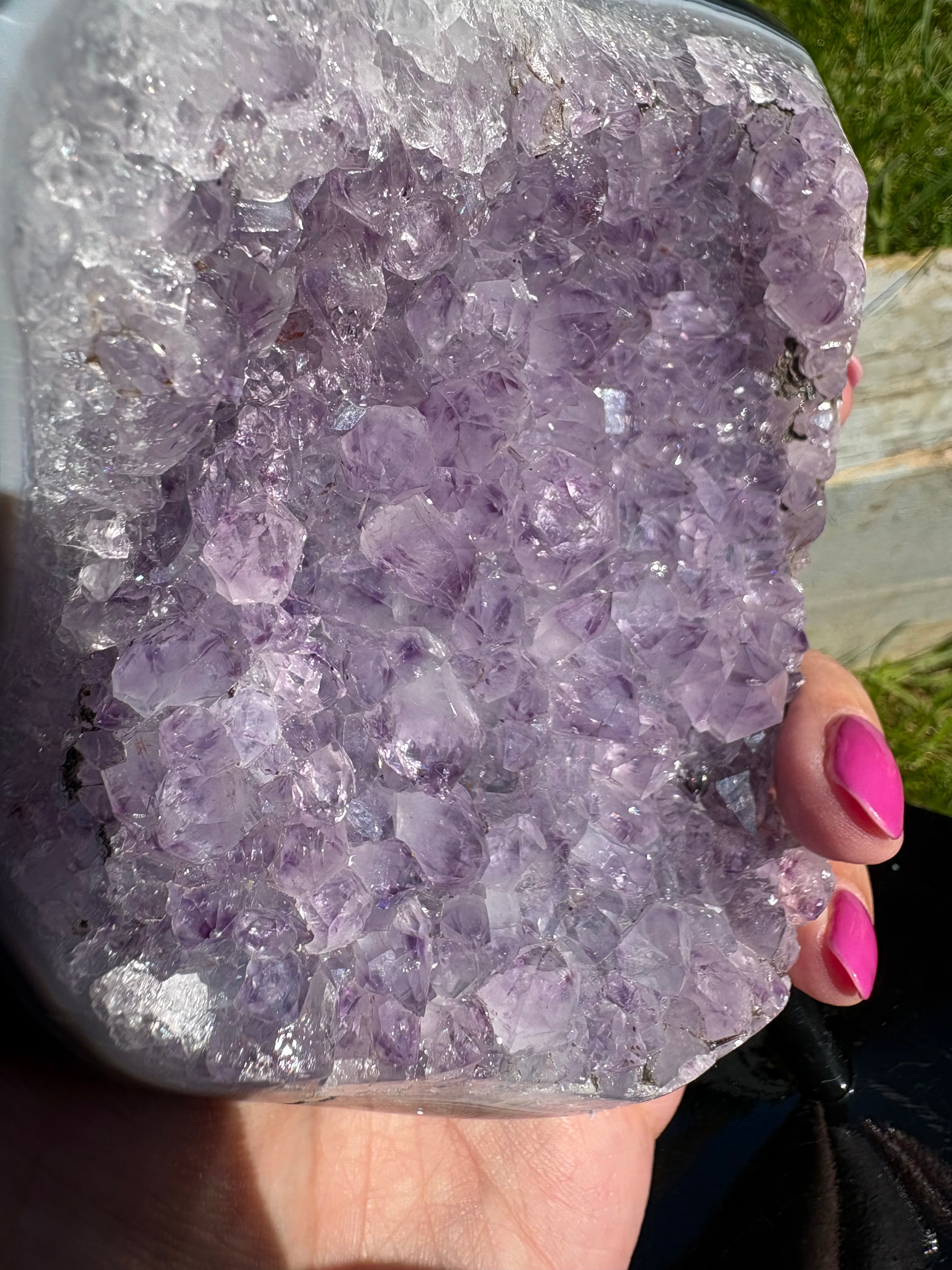 Purple Amethyst Druzy Freeform on Custom Stand