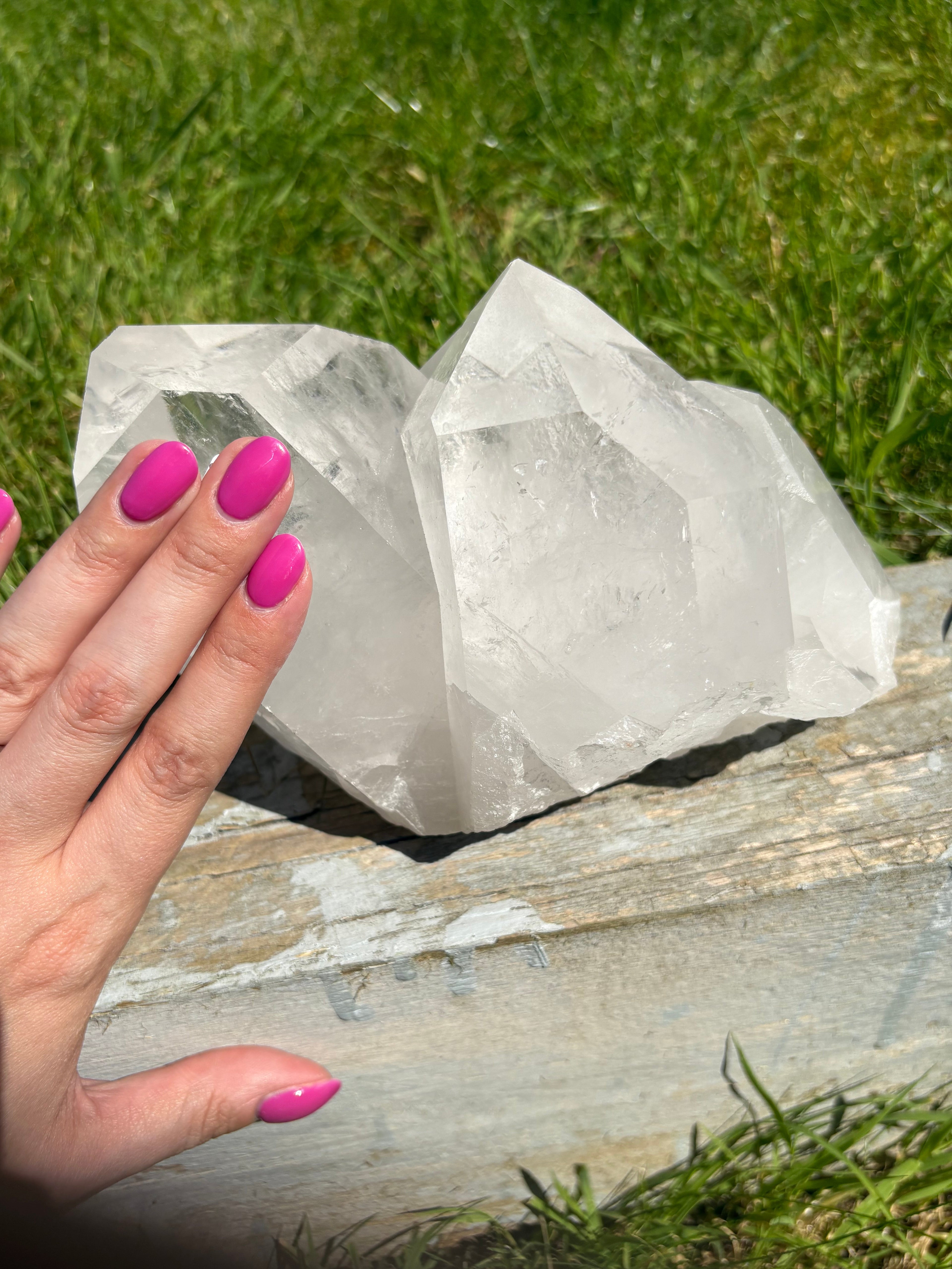 Large Chunky Clear Quartz Double Cluster