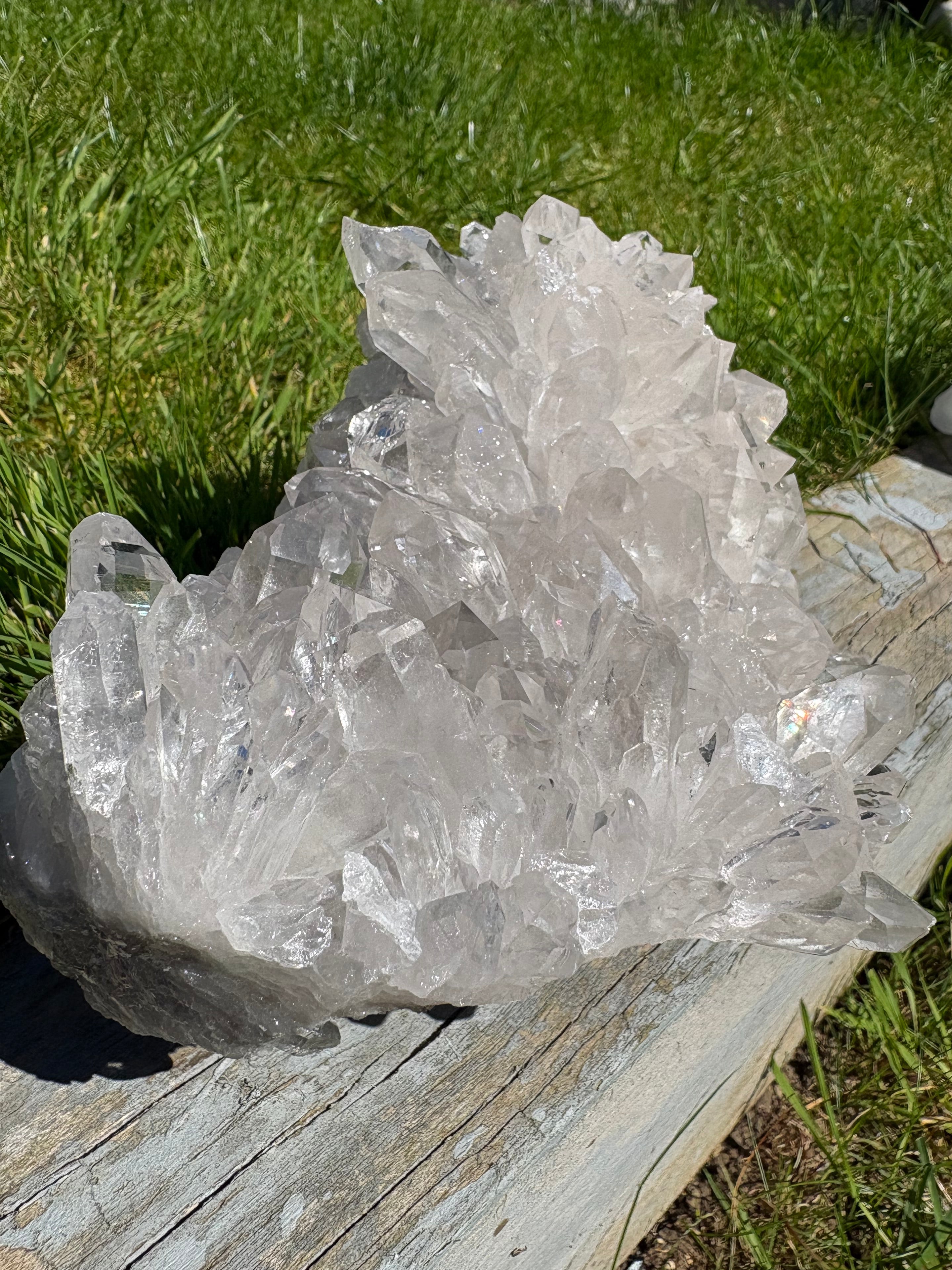 High Vibration Clear Quartz Cluster with Multiple Points at 360 Degrees