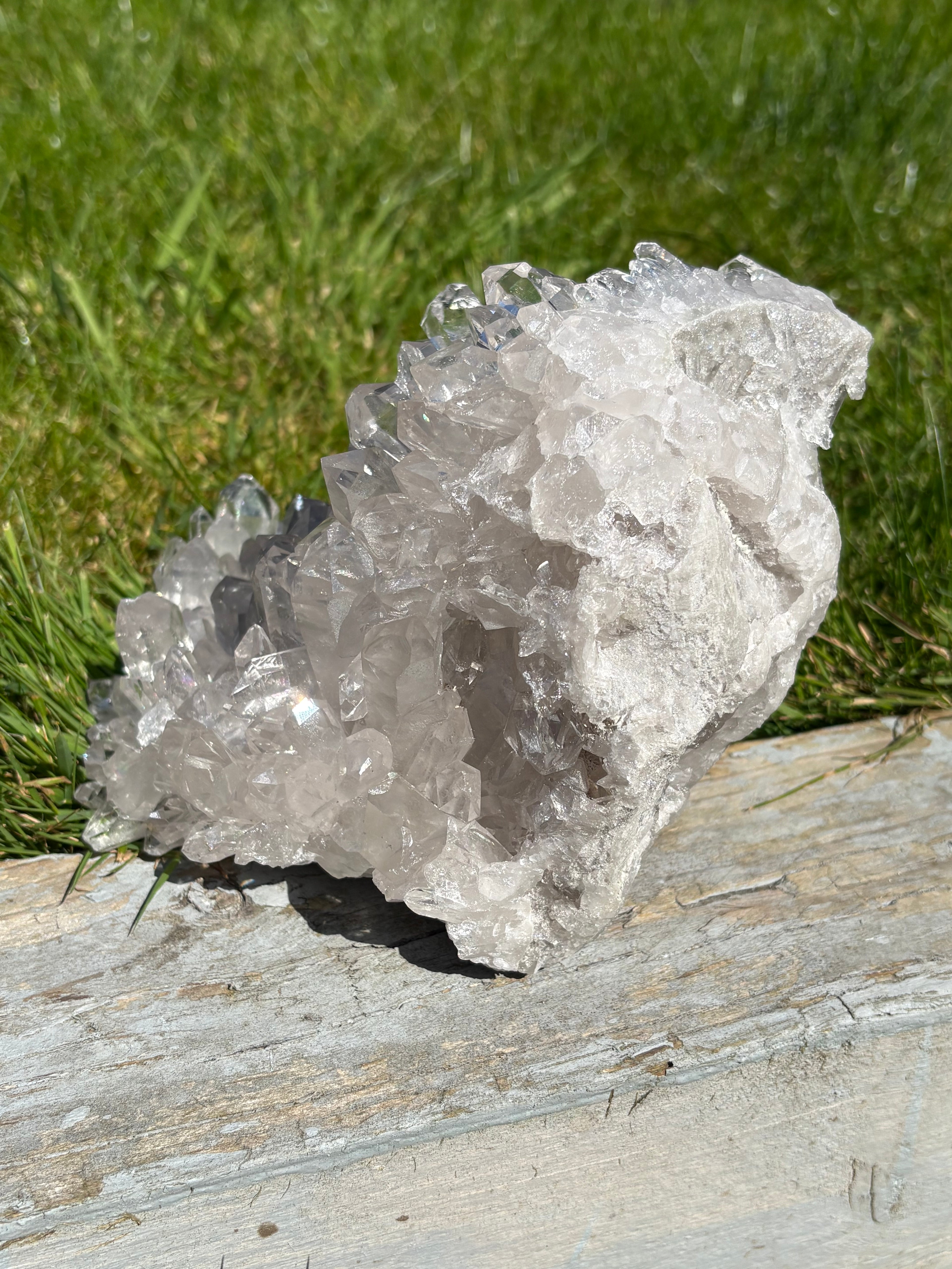 High Vibration Clear Quartz Cluster with Multiple Points at 360 Degrees