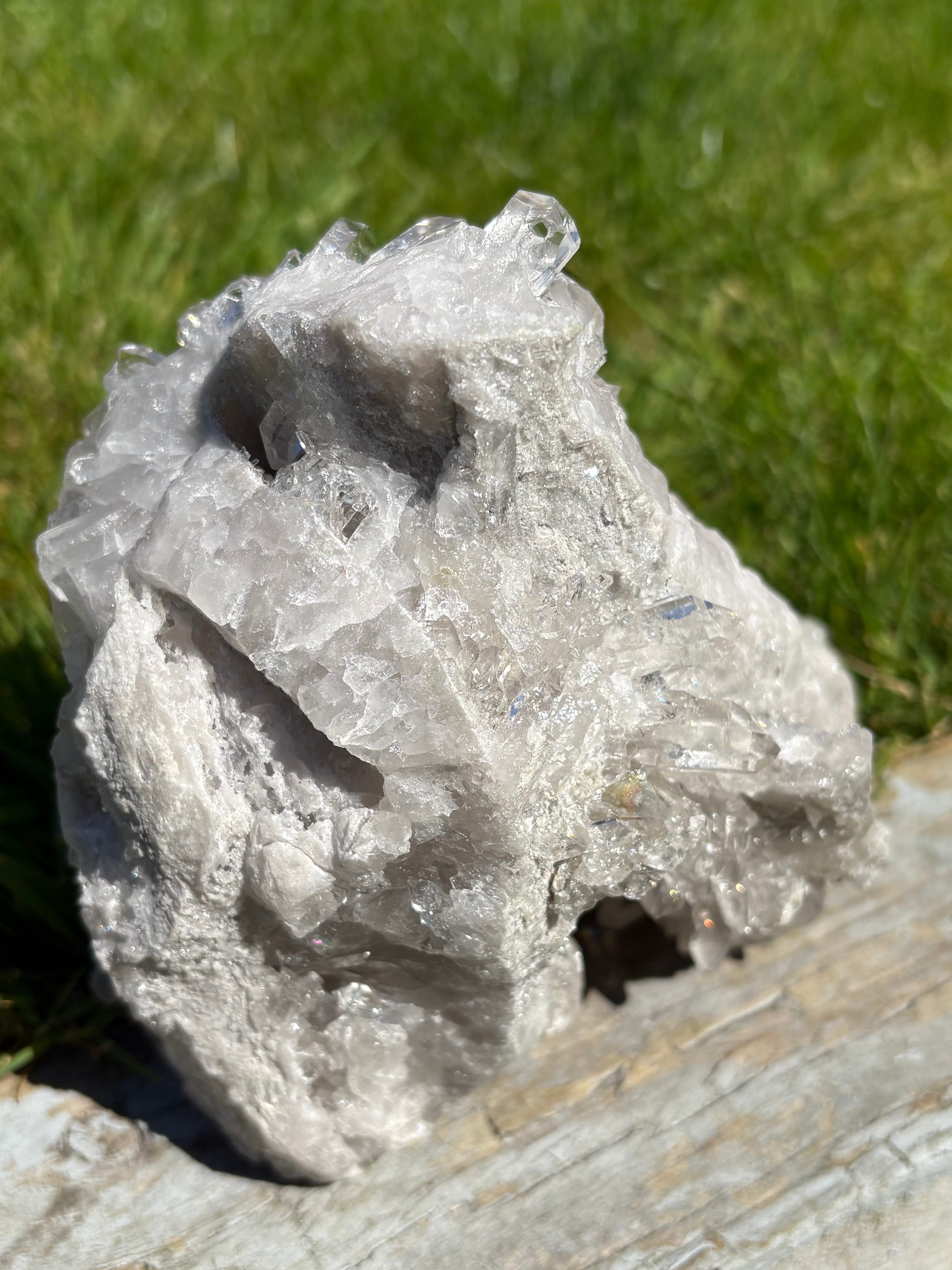 High Vibration Clear Quartz Cluster with Multiple Points at 360 Degrees