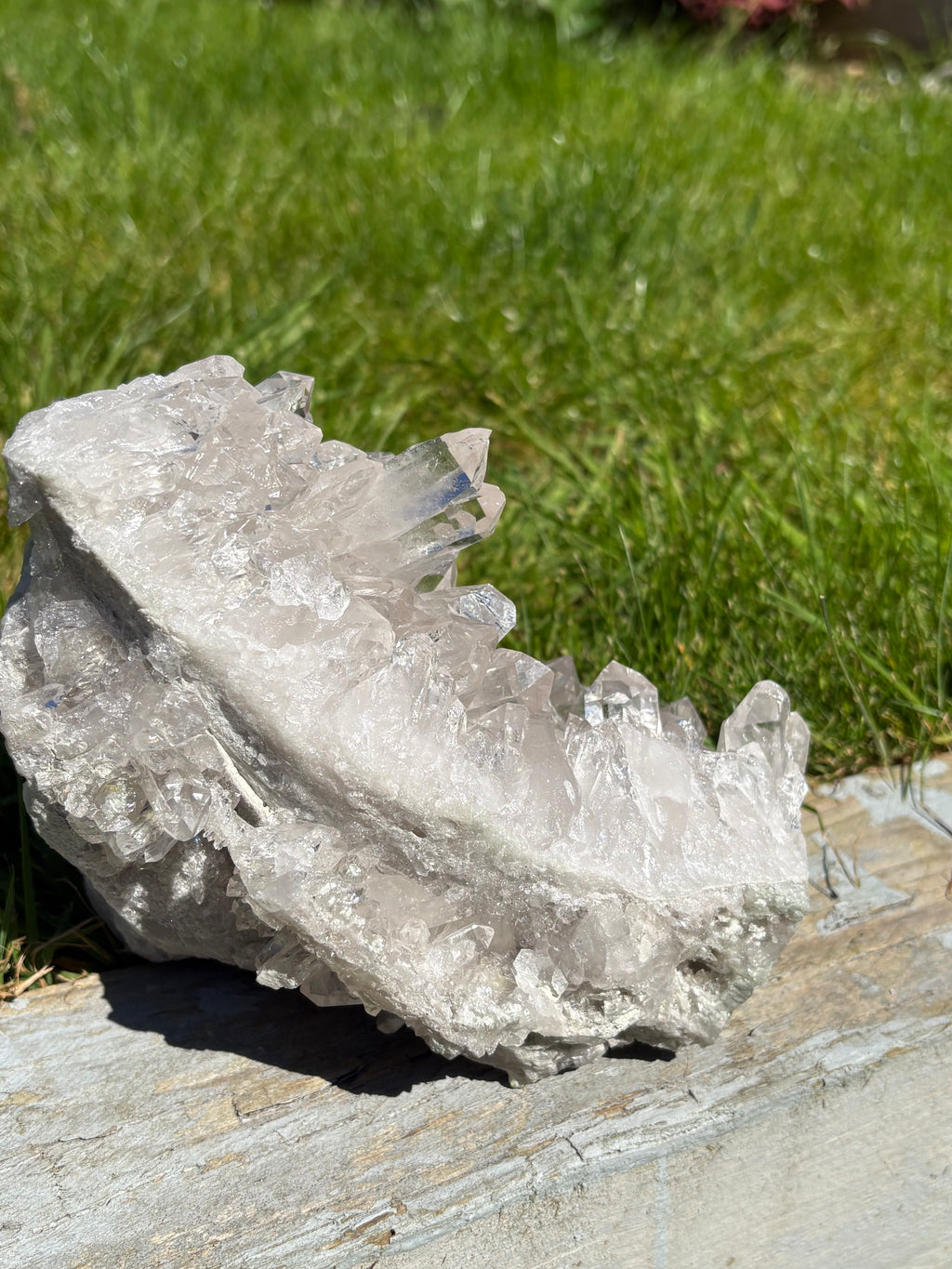 High Vibration Clear Quartz Cluster with Multiple Points at 360 Degrees