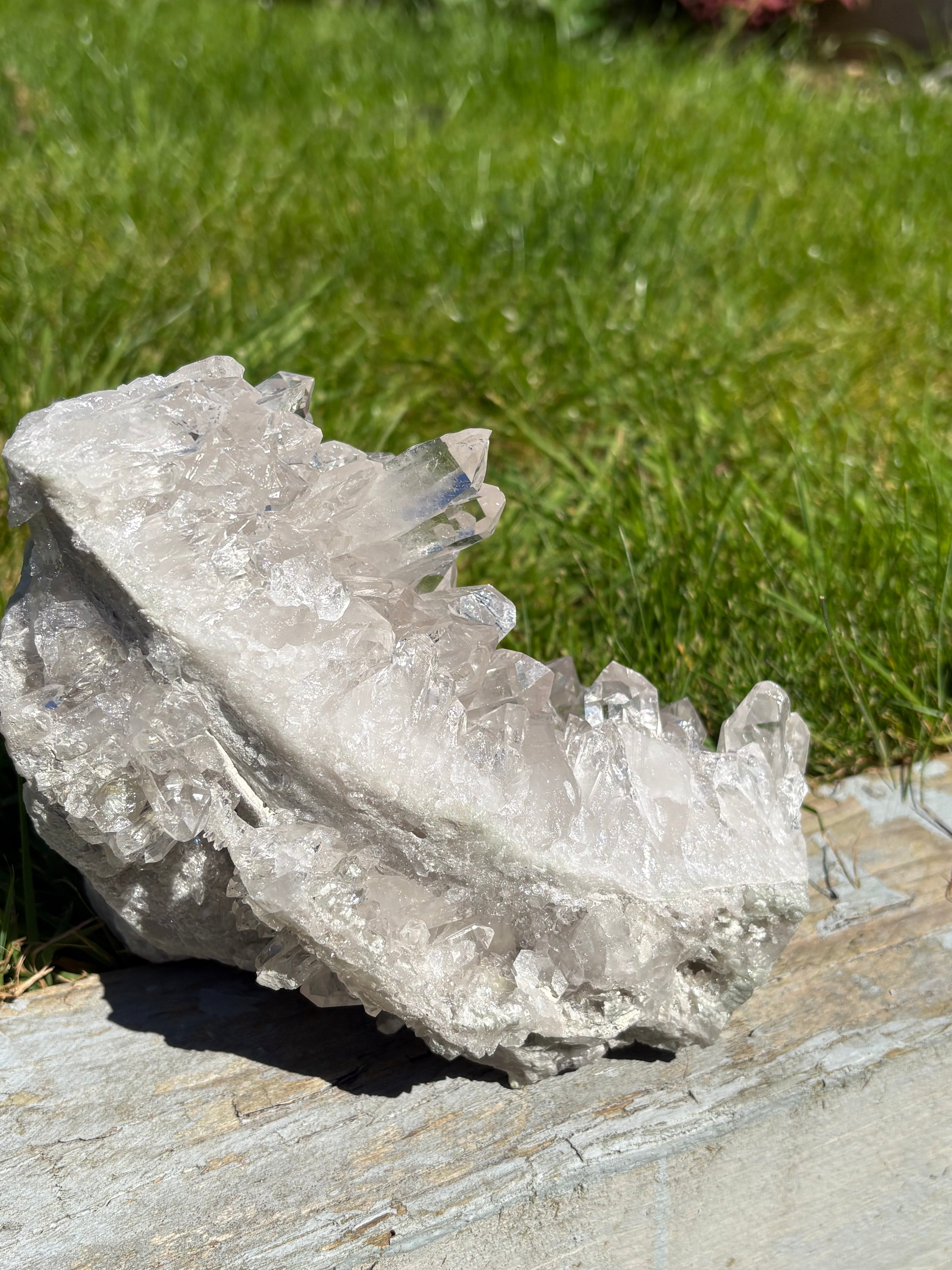 High Vibration Clear Quartz Cluster with Multiple Points at 360 Degrees
