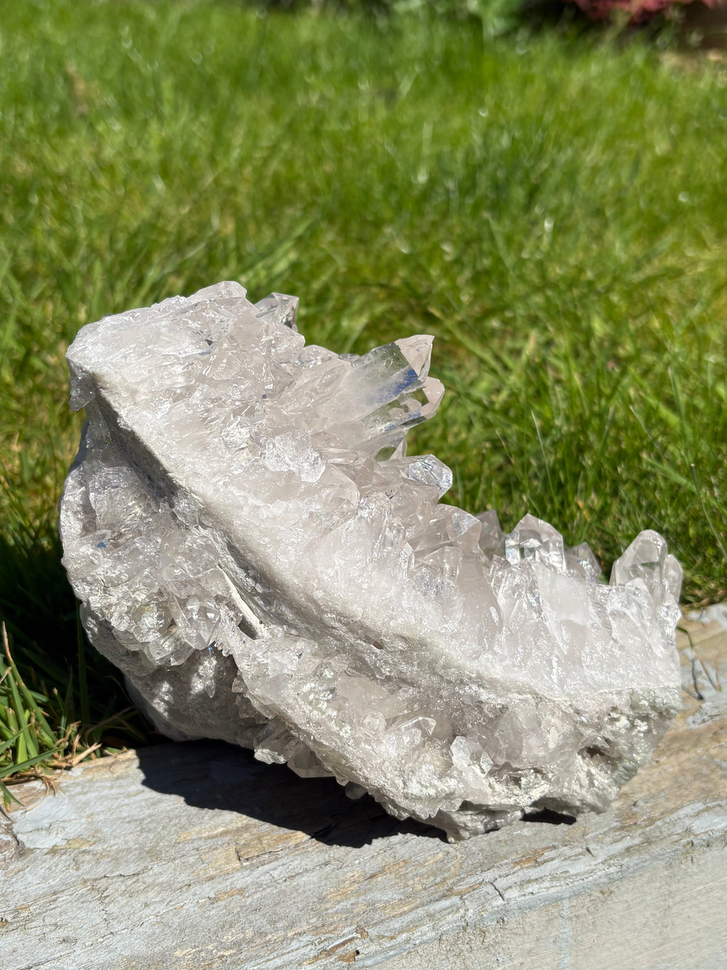 High Vibration Clear Quartz Cluster with Multiple Points at 360 Degrees