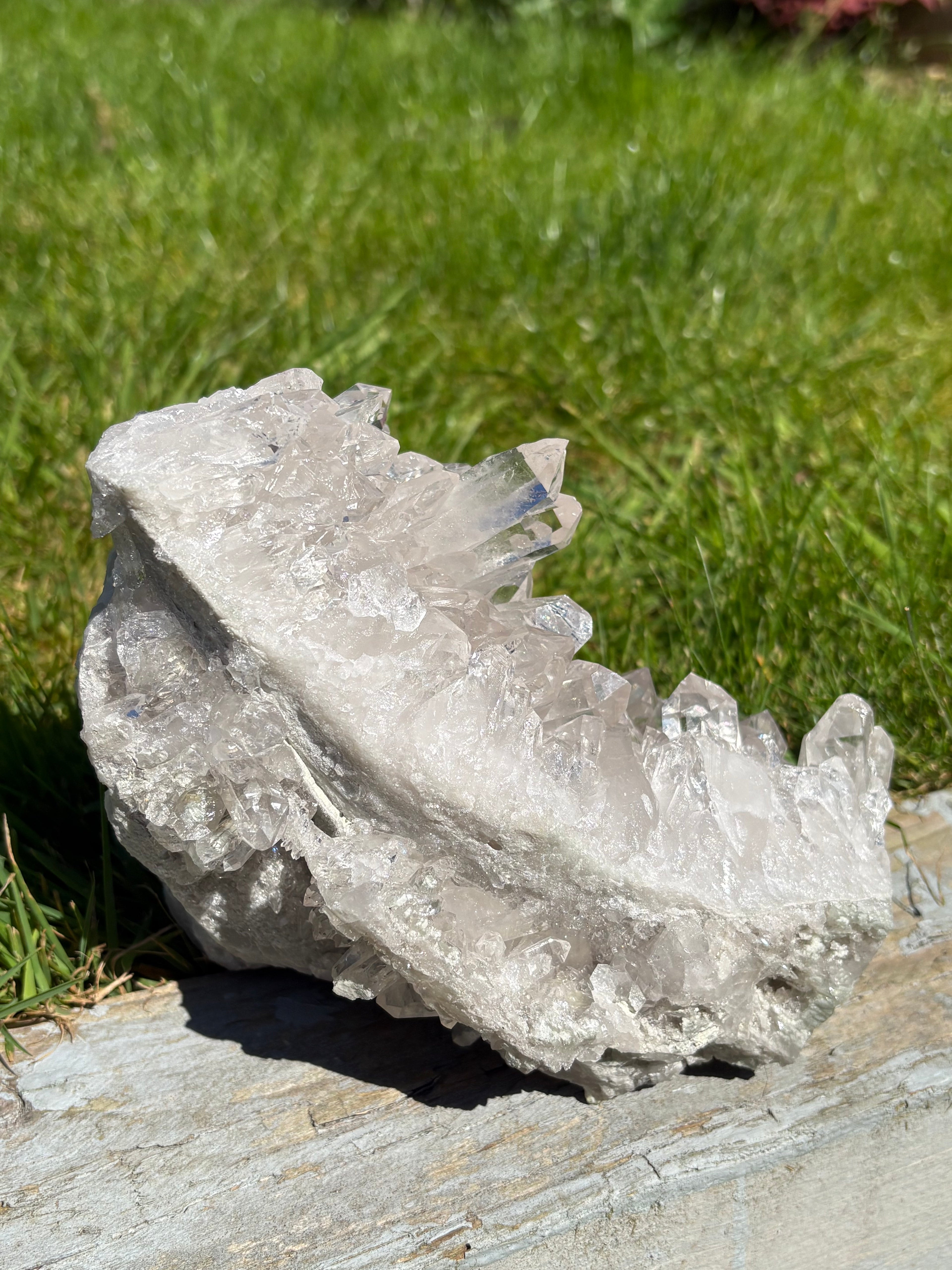 High Vibration Clear Quartz Cluster with Multiple Points at 360 Degrees
