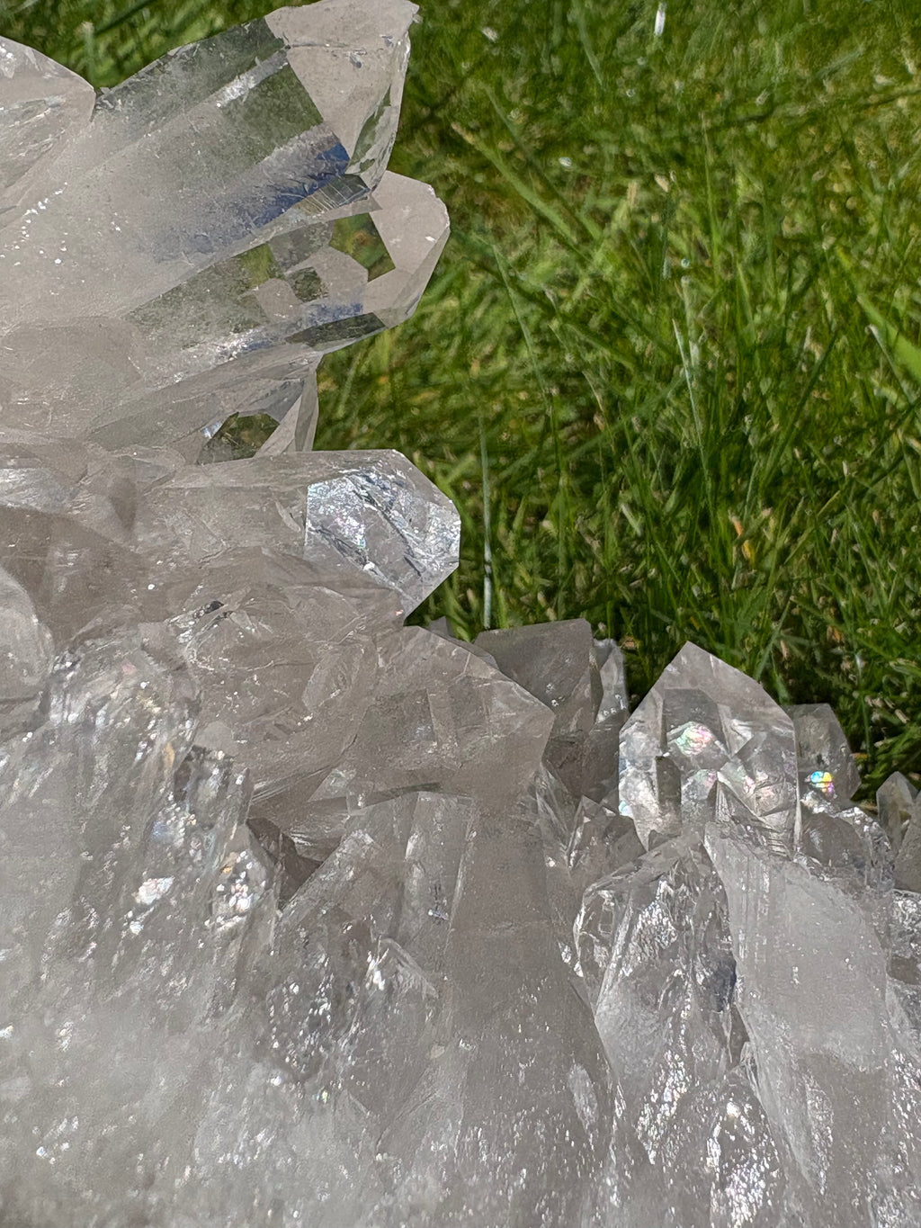 High Vibration Clear Quartz Cluster with Multiple Points at 360 Degrees