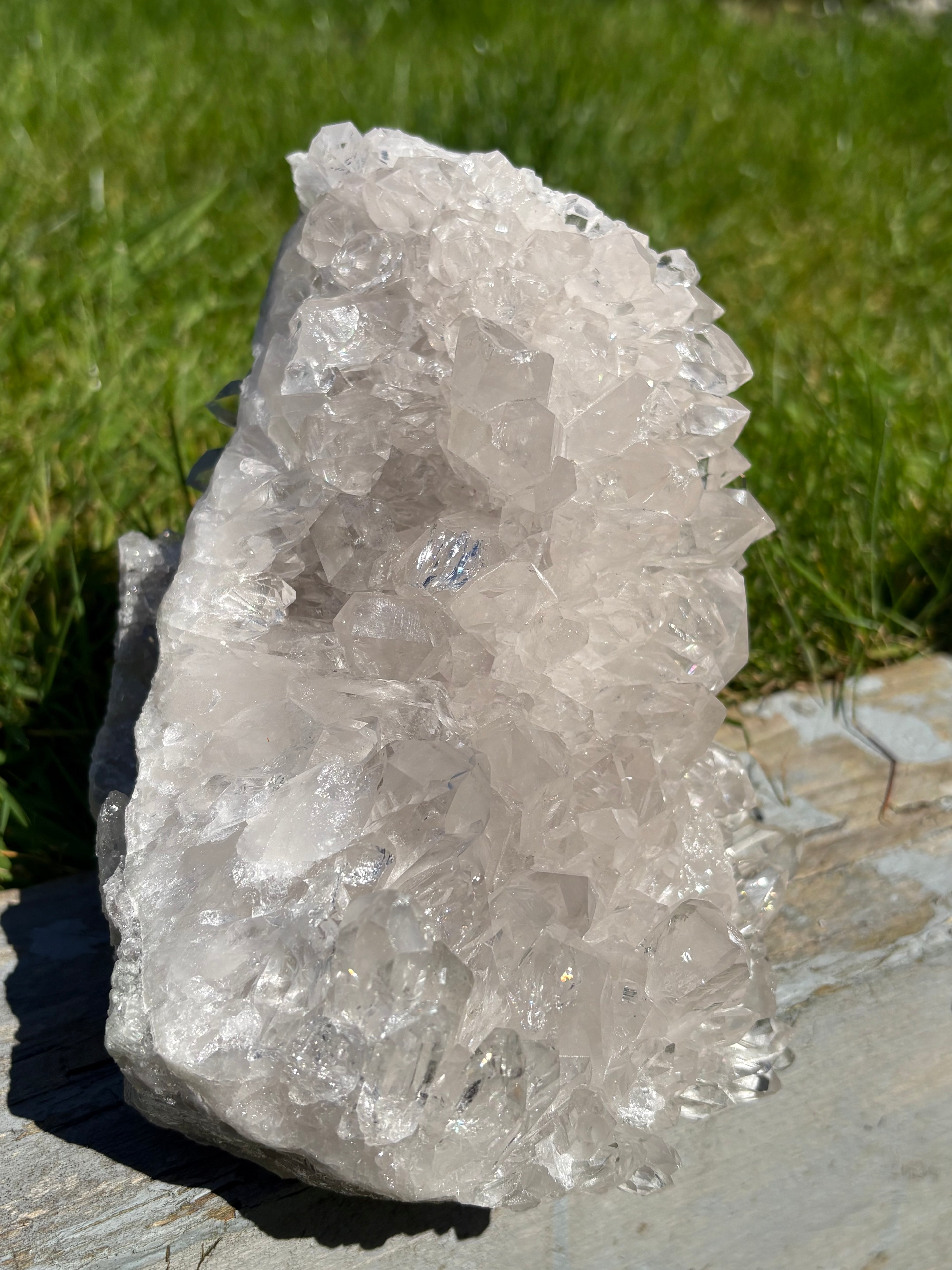 High Vibration Clear Quartz Cluster with Multiple Points at 360 Degrees