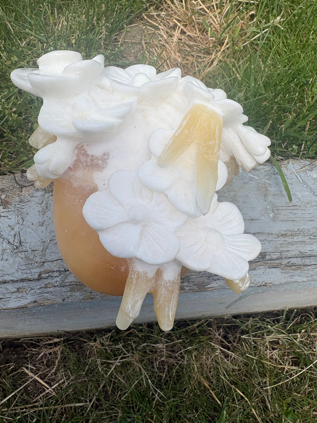 Orange calcite skull