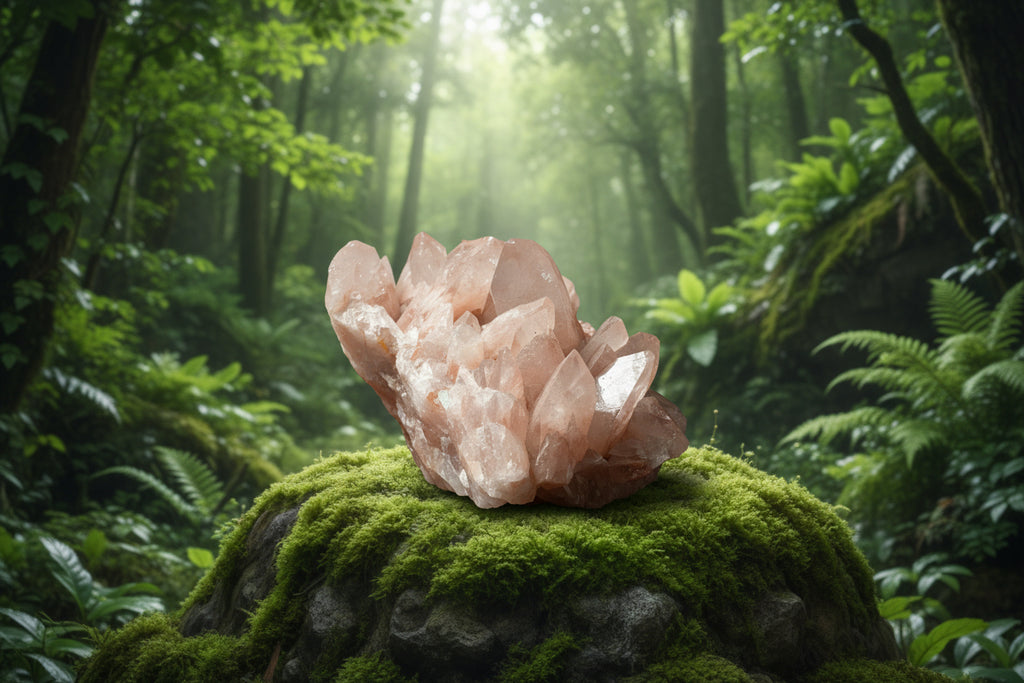 Pink swallowtail calcite “Guan Yin” crystal