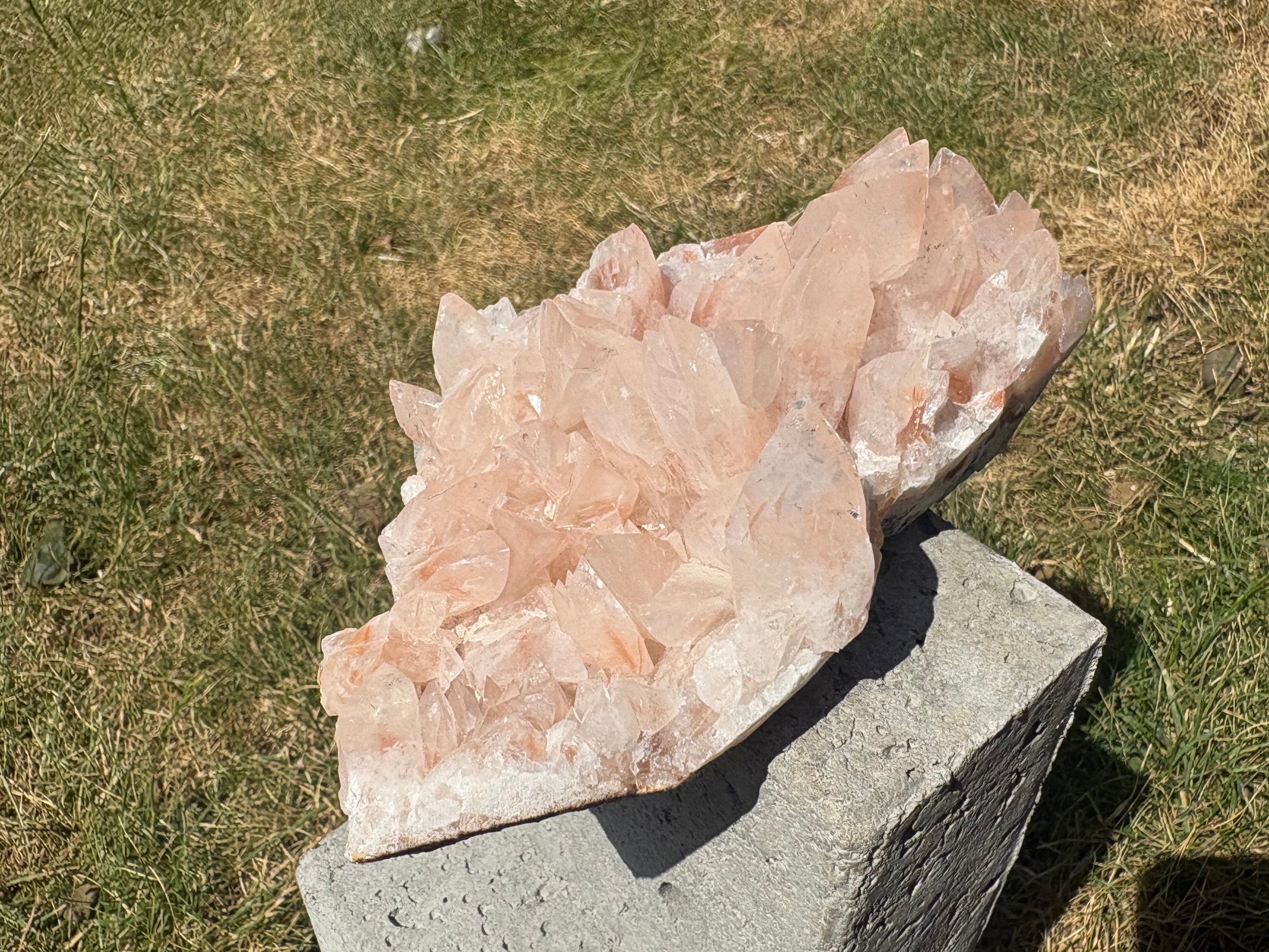 Pink swallowtail calcite “Guan Yin” crystal