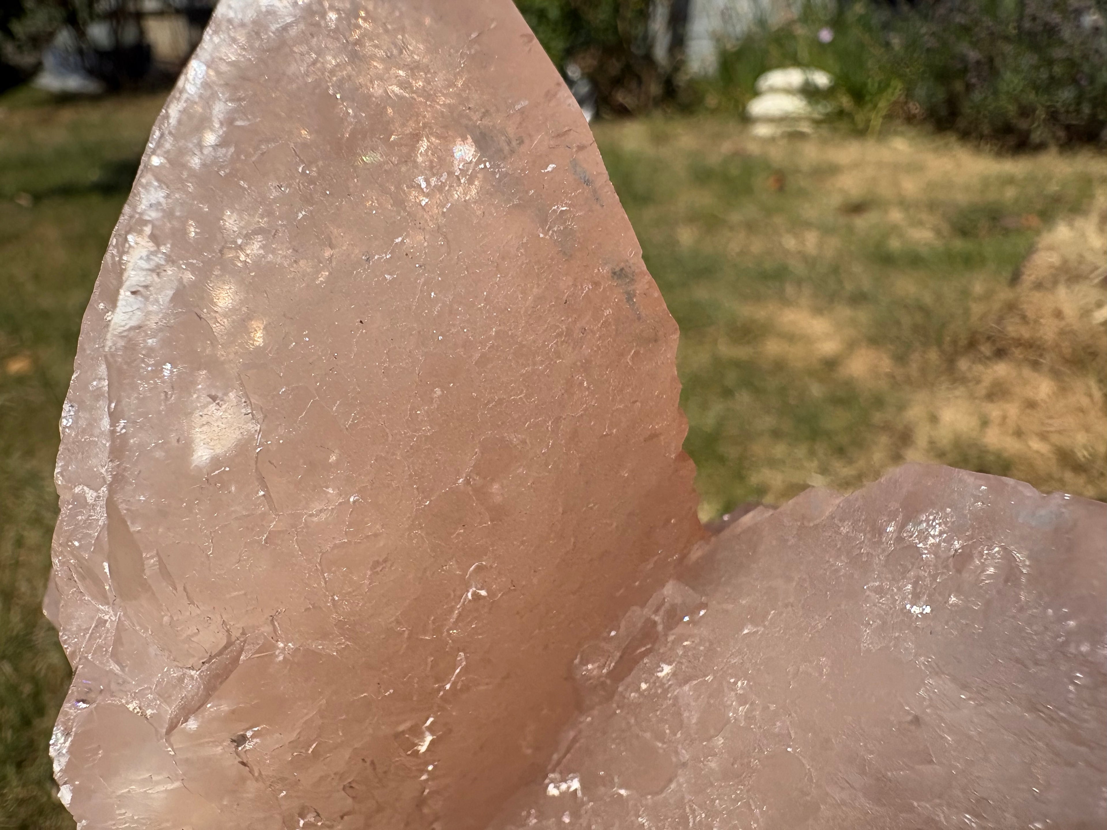 Pink swallowtail calcite “Guan Yin” crystal