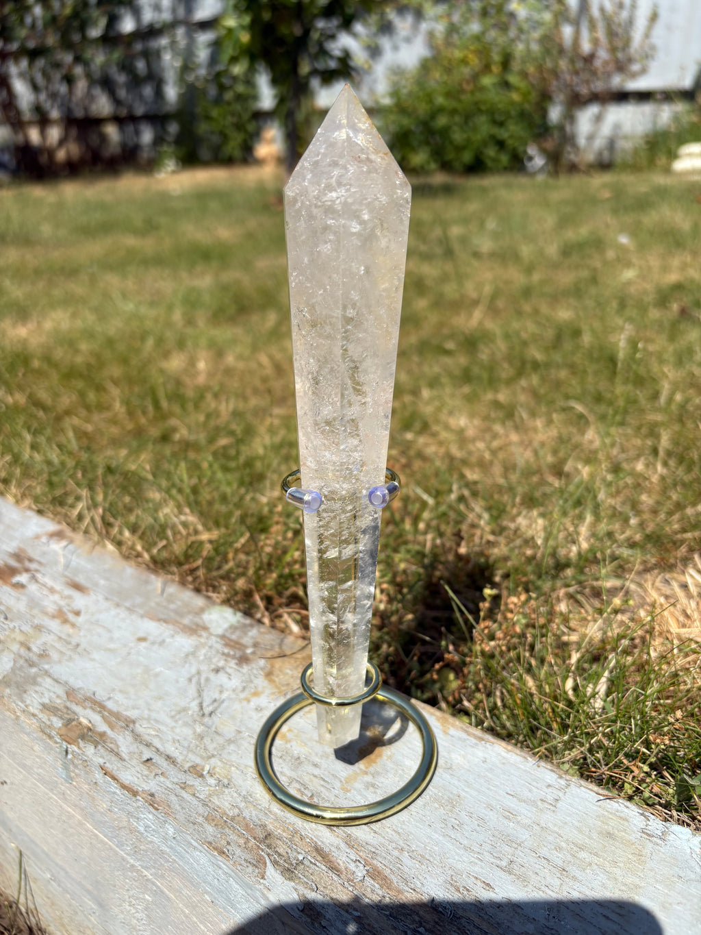 Quartz crystal wands with custom stands