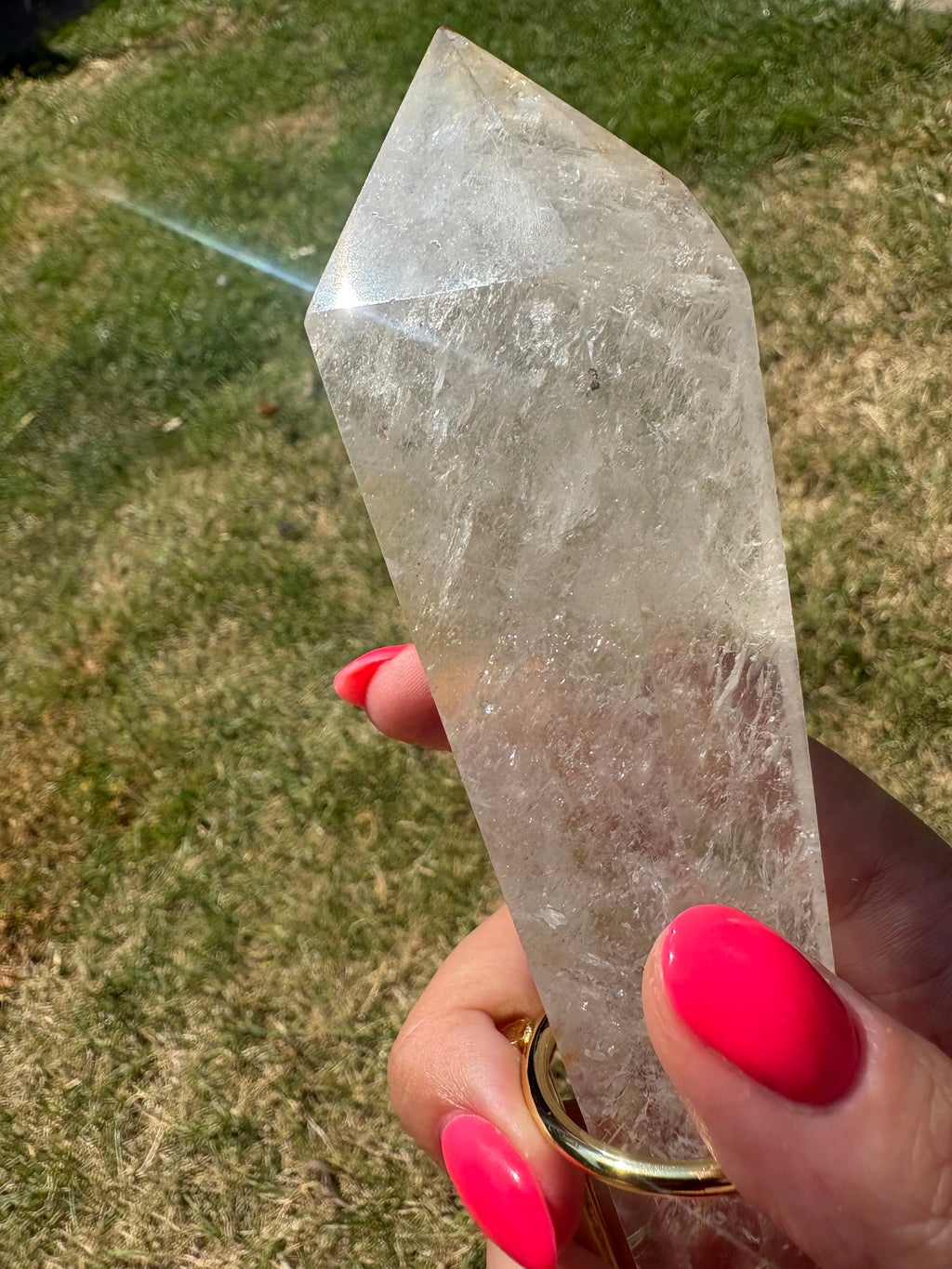 Quartz crystal wands with custom stands