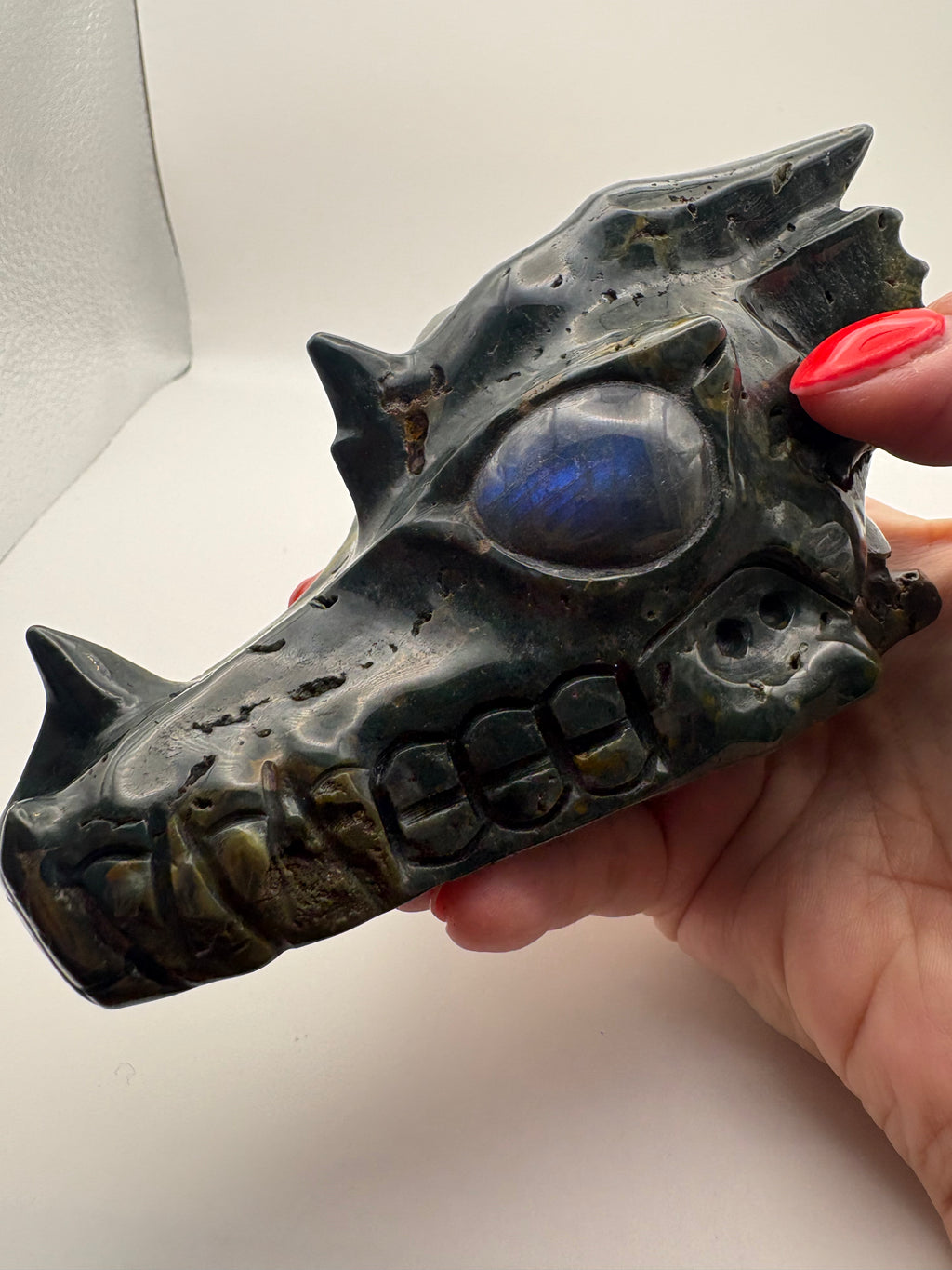 Large Crystal Serpentine Dragon Skull