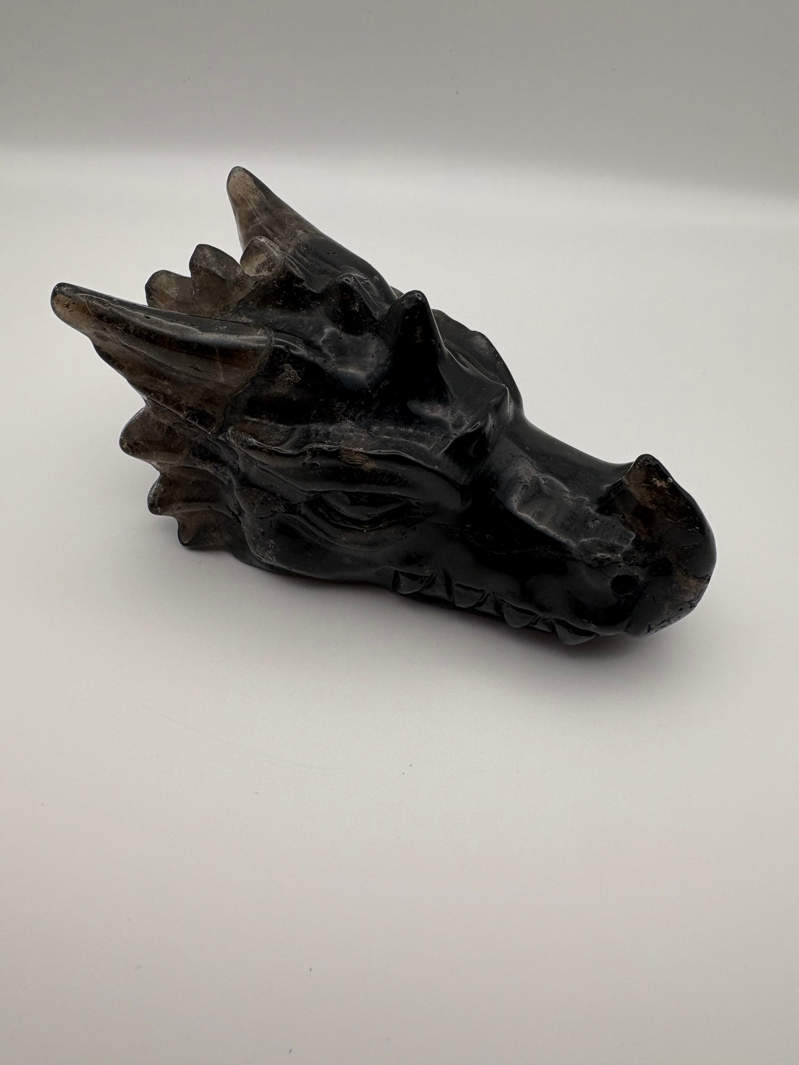 Medium Sized Smoky Quartz Dragon Skull