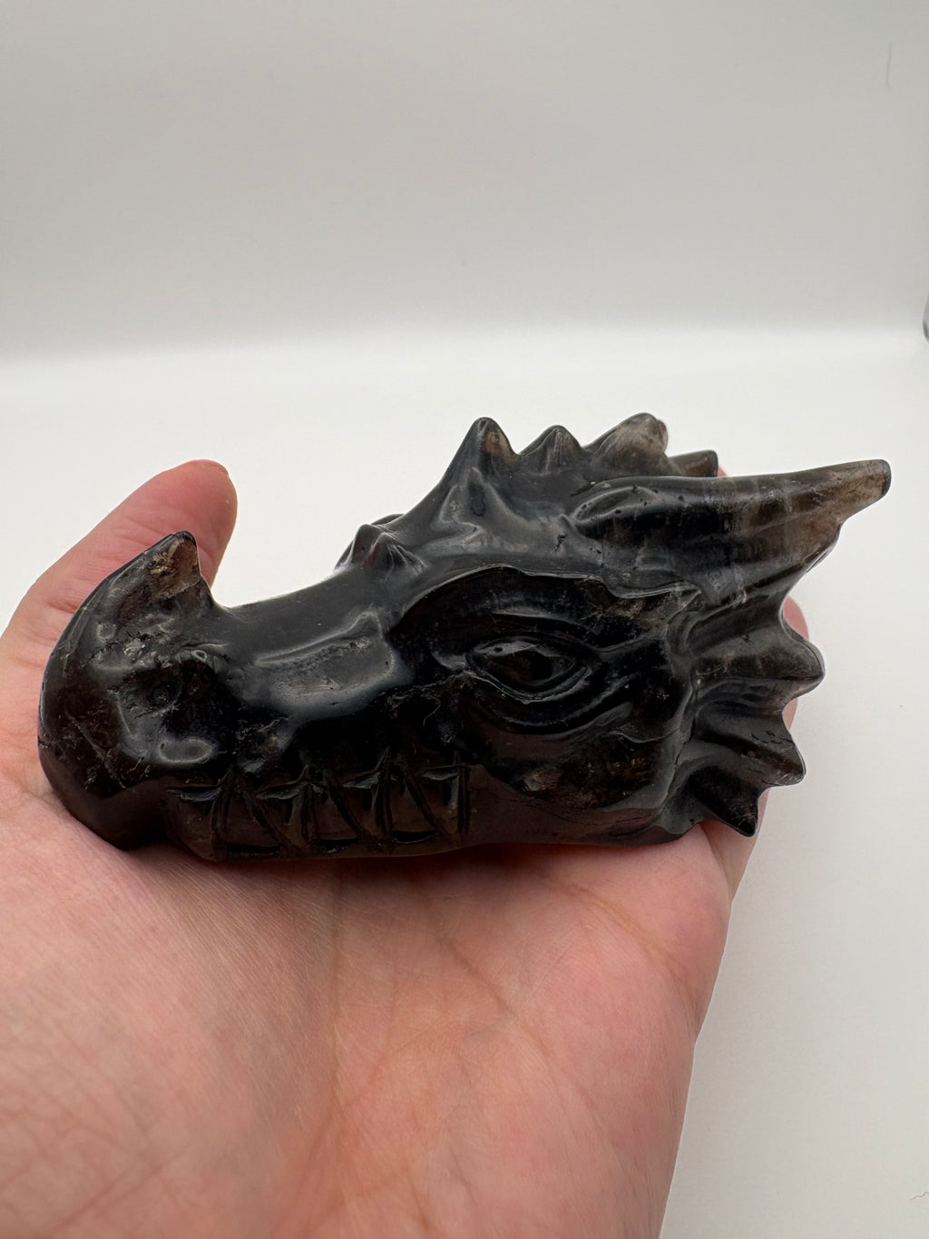 Medium Sized Smoky Quartz Dragon Skull