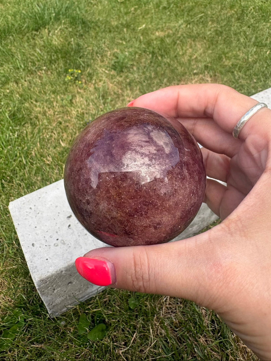 Strawberry quartz spheres