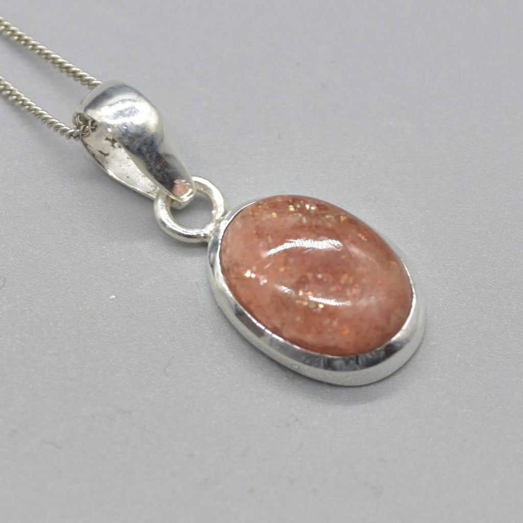 Sunstone Oval Teardrop Pendant in 925 Silver