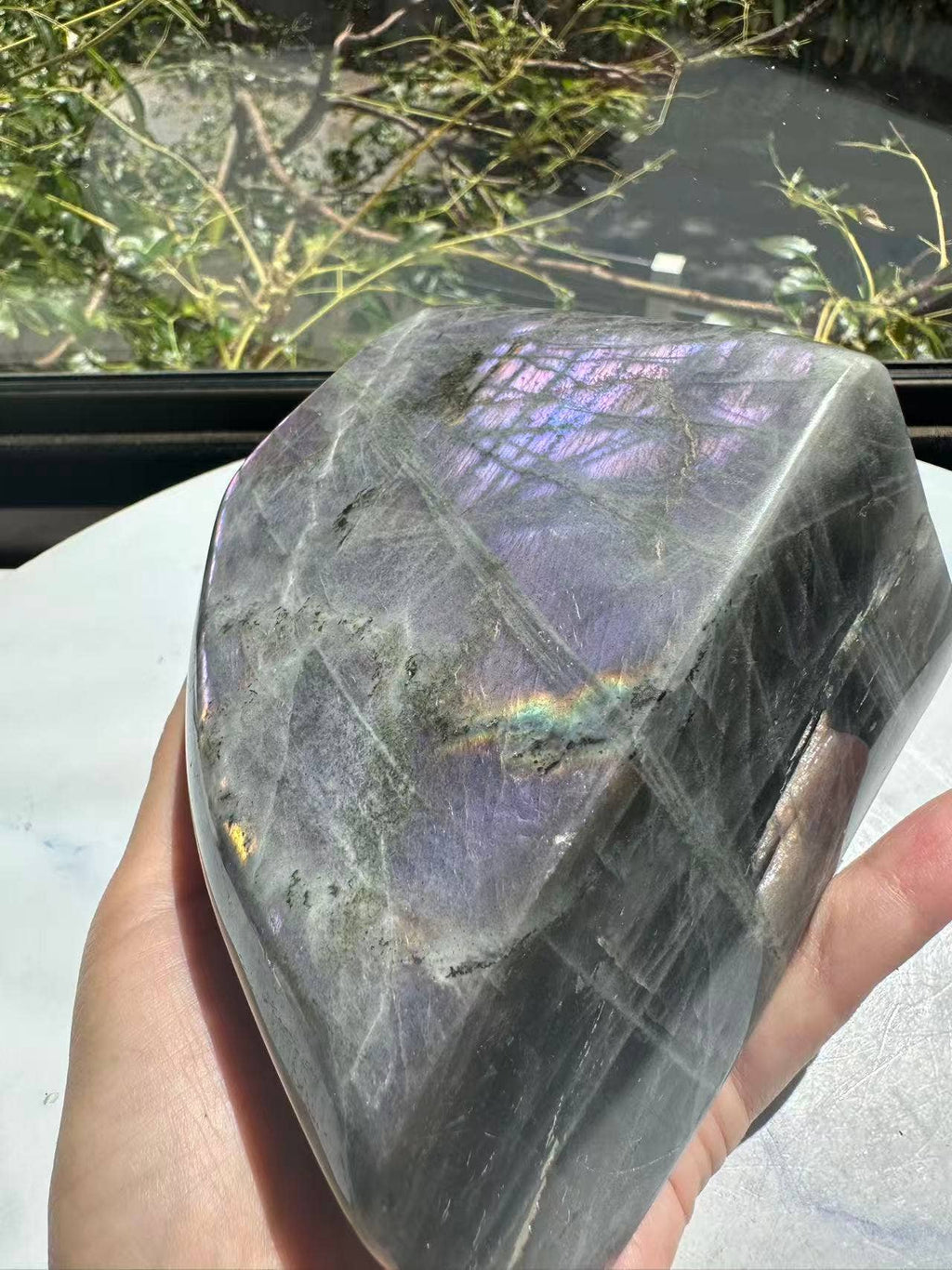 The Elusive Violet Flame: Rare Large Purple Labradorite Freeform #1