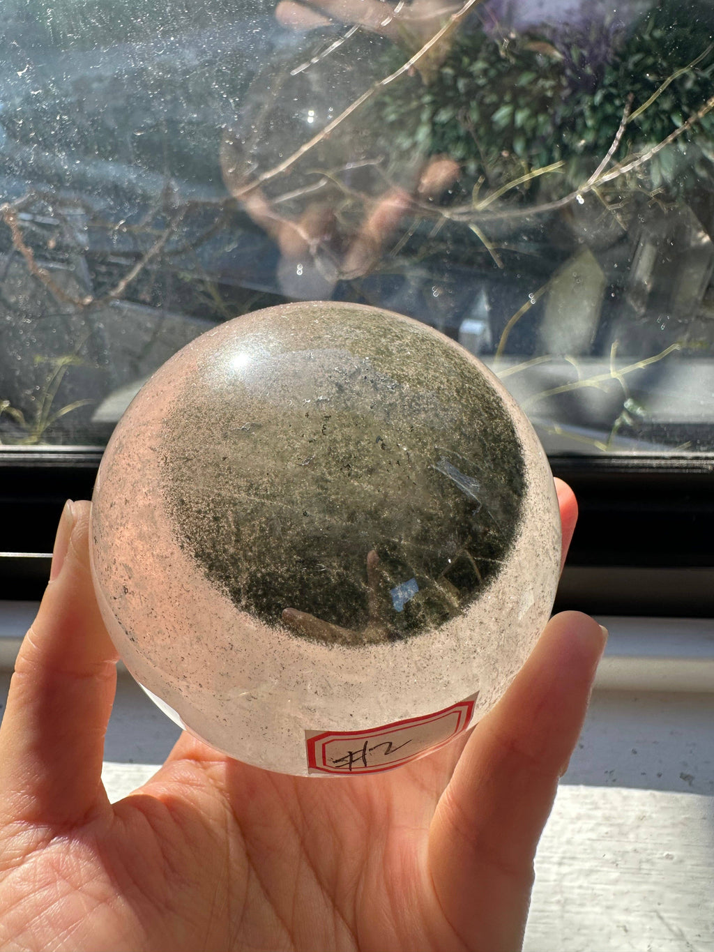 Natural Garden Quartz Sphere with Rainbows | Lodolite Scenic Crystal Ball #2