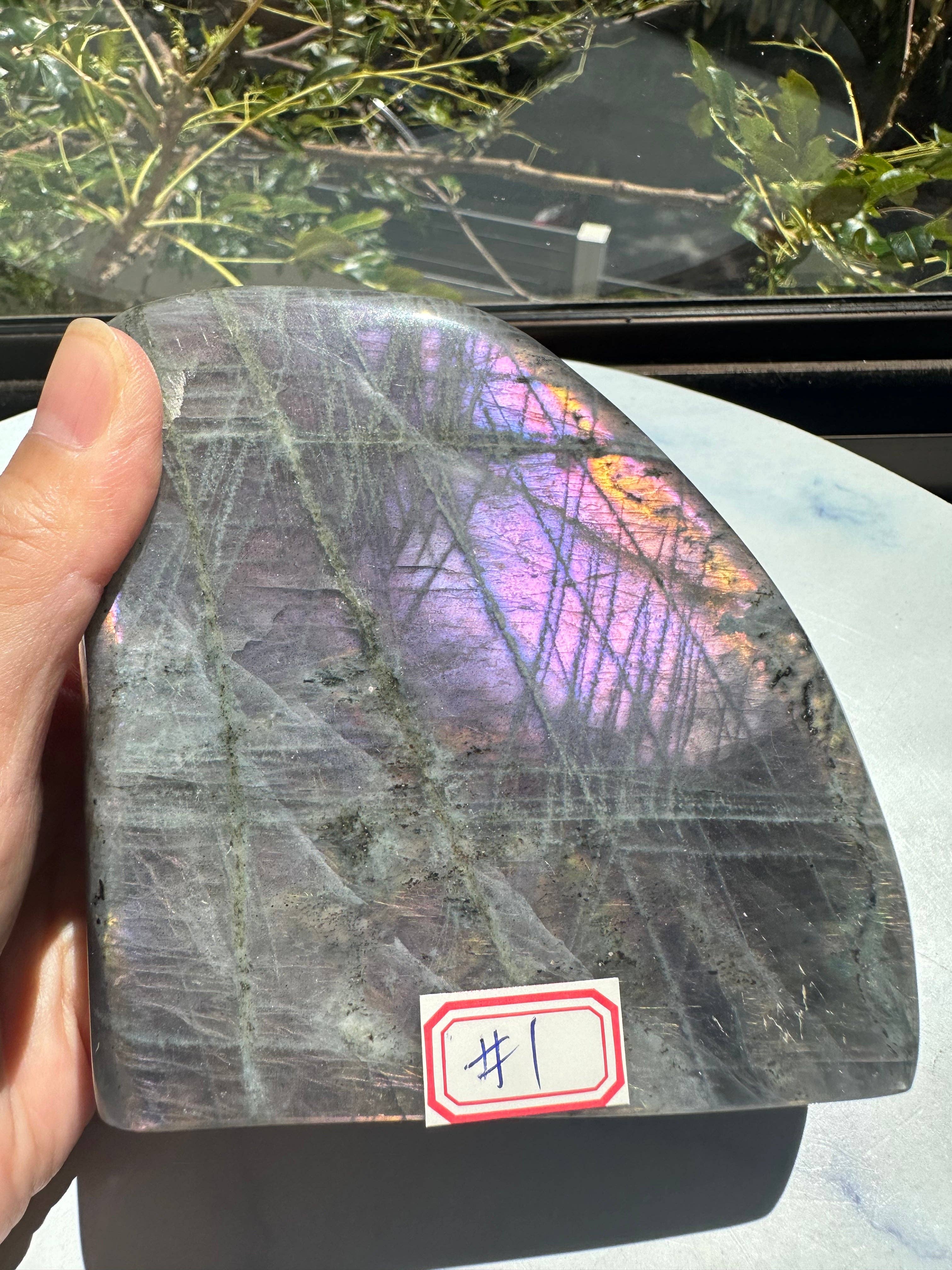 The Elusive Violet Flame: Rare Large Purple Labradorite Freeform #1