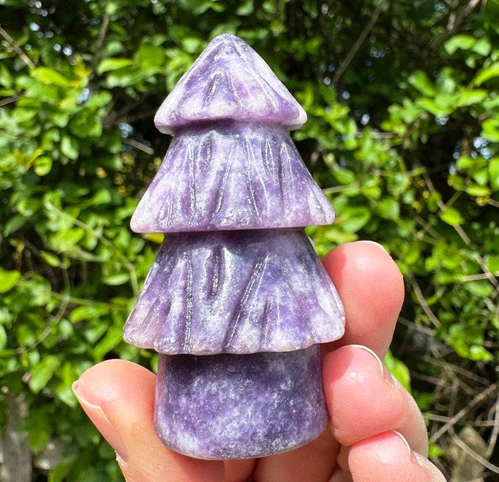 Purple tree carved fairy stone crystal carving forest gift
