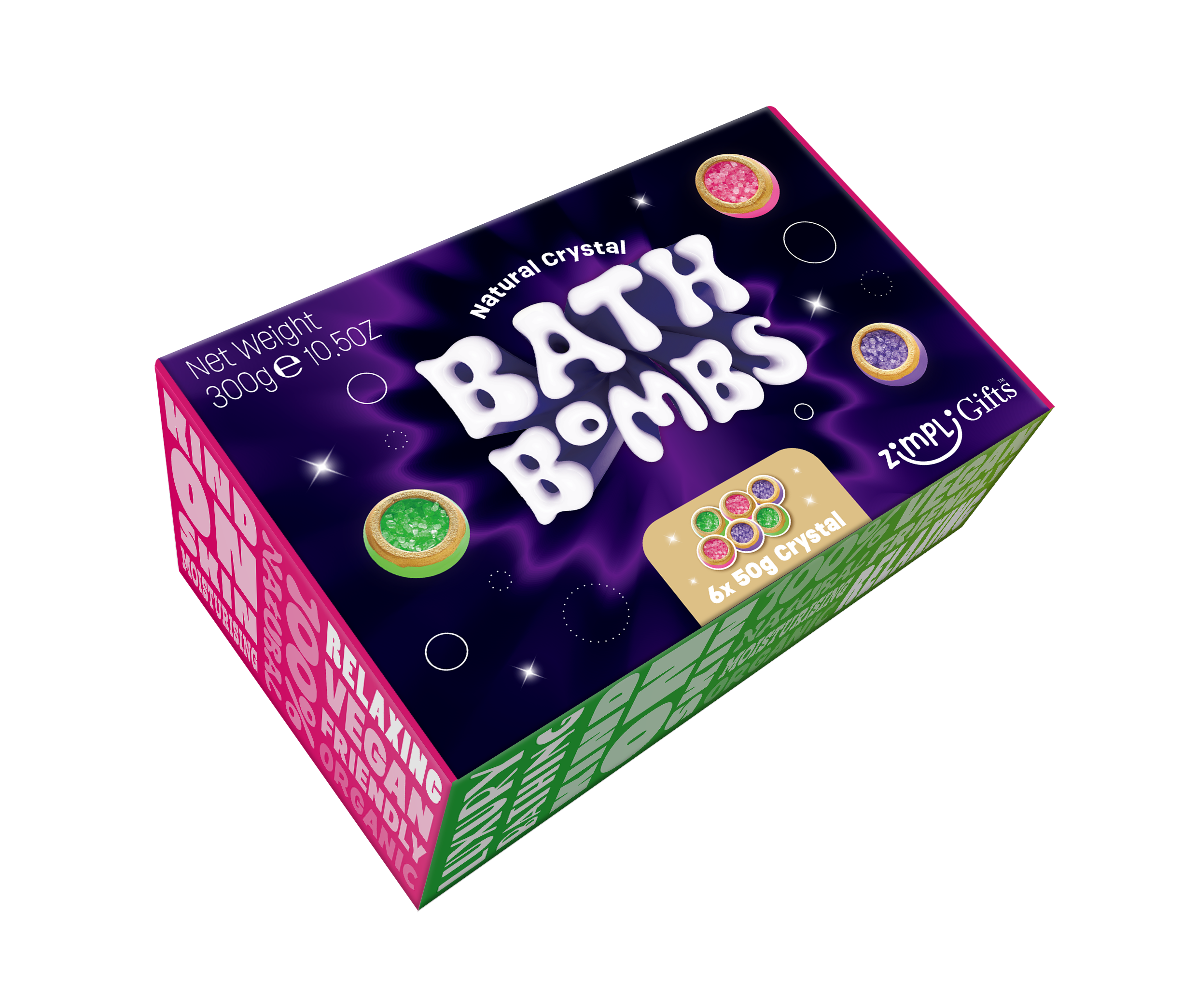 Zimpli Gifts 6x 50g Crystal Bath Bombs