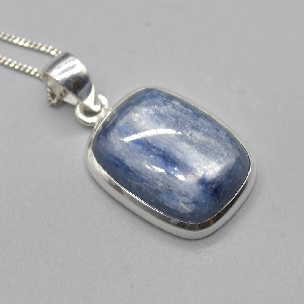 Blue Kyanite Rectangular Pendant in Sterling Silver