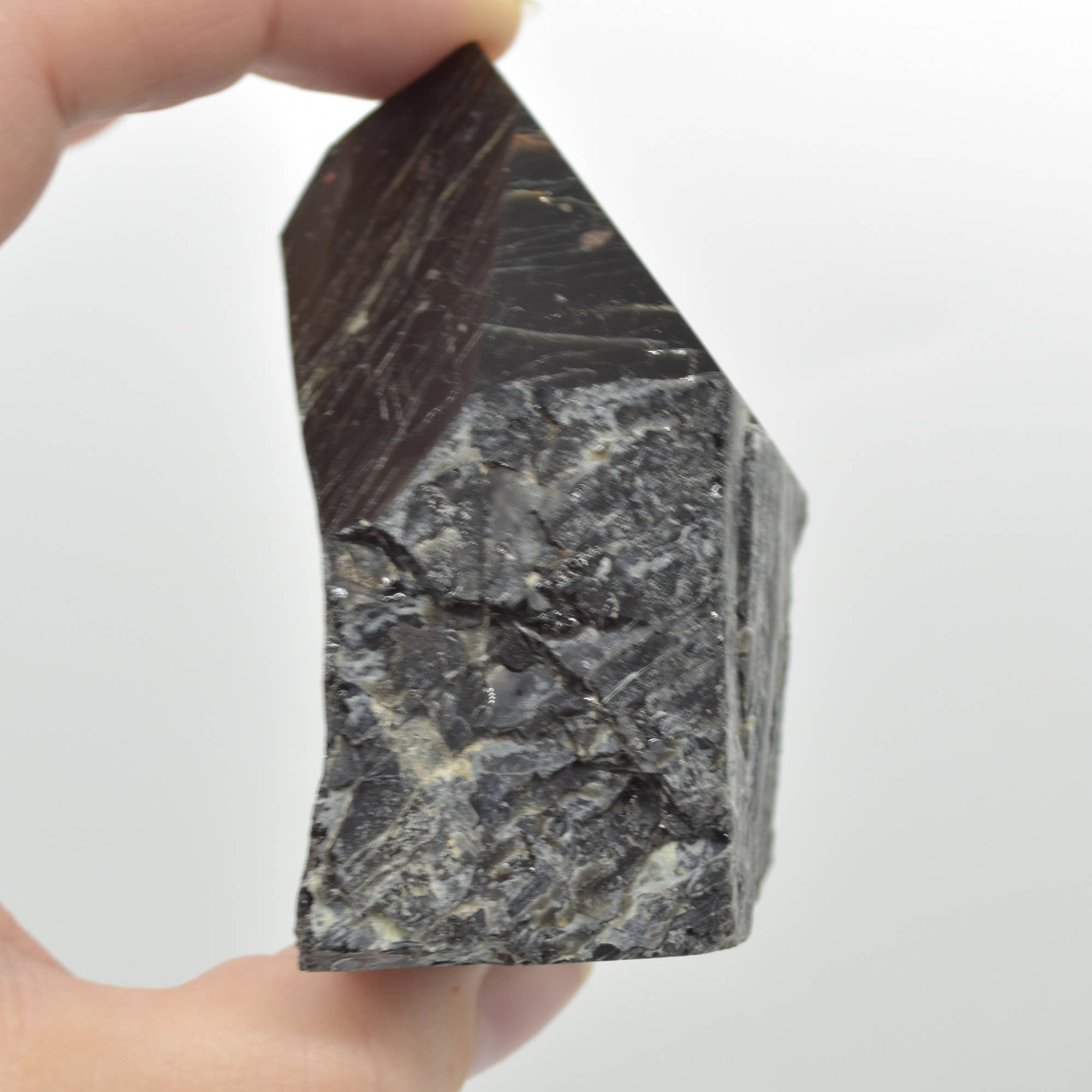 Polished Black Tourmaline Crystal Freeform Point - 192 G #09