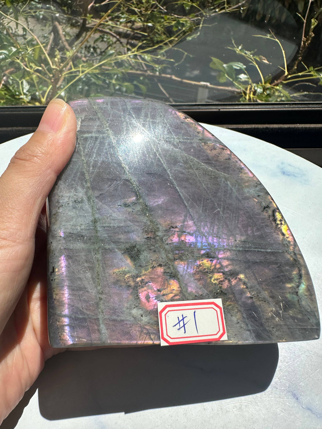 The Elusive Violet Flame: Rare Large Purple Labradorite Freeform #1