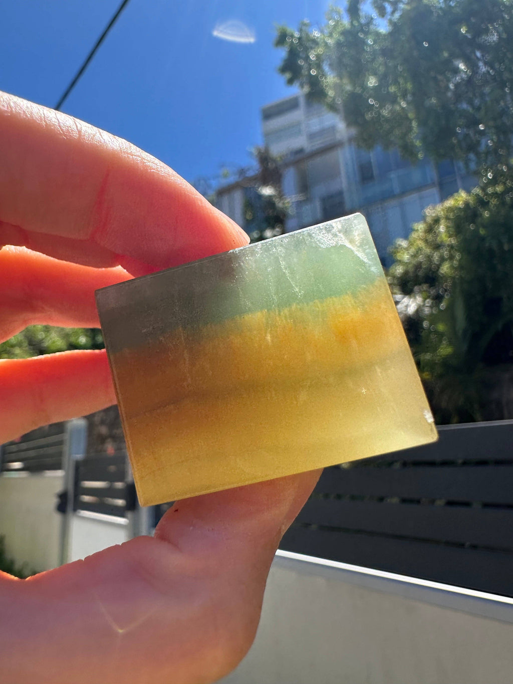 Geometric Rainbow Fluorite Cube | Focus & Clarity Desk Crystal