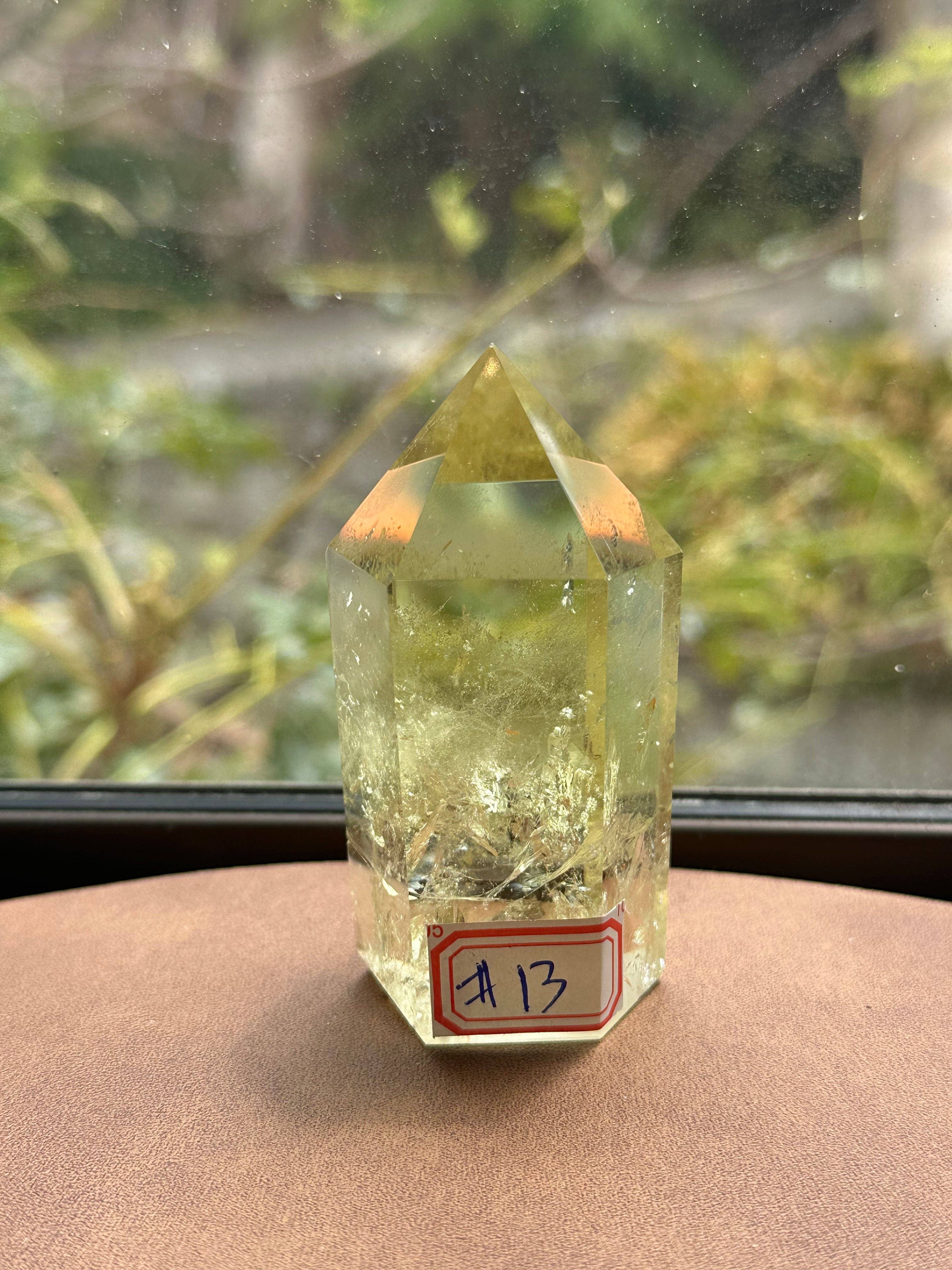AAAA Premium Citrine Tower w Rainbow from Brazil - Vibration Citrine Point for Abundance - Brazilian Citrine Crystal #13
