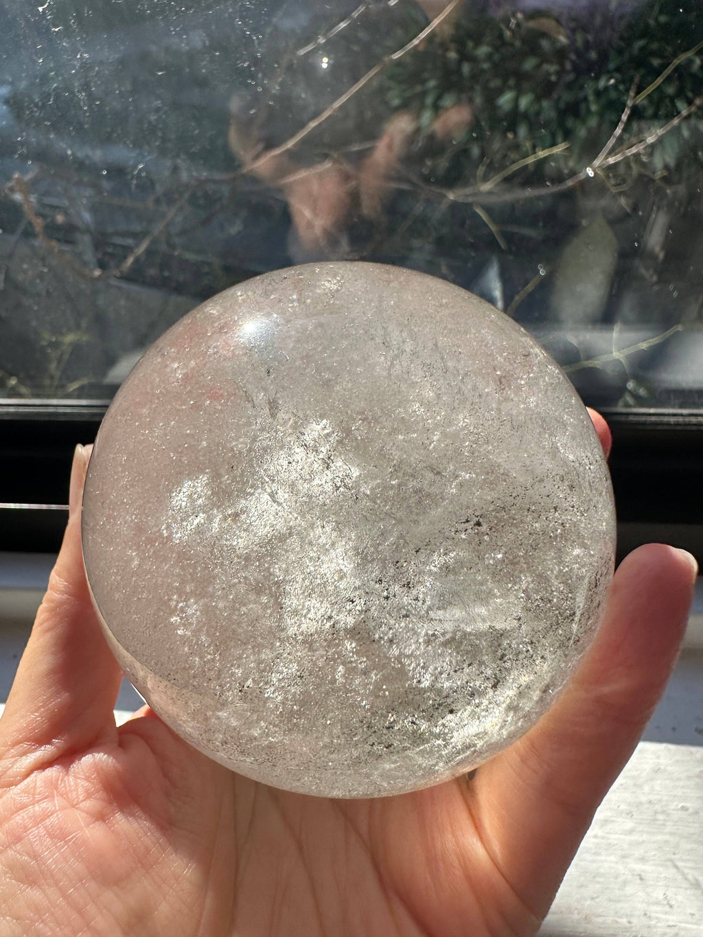 Natural Garden Quartz Sphere with Rainbows | Lodolite Scenic Crystal Ball #2