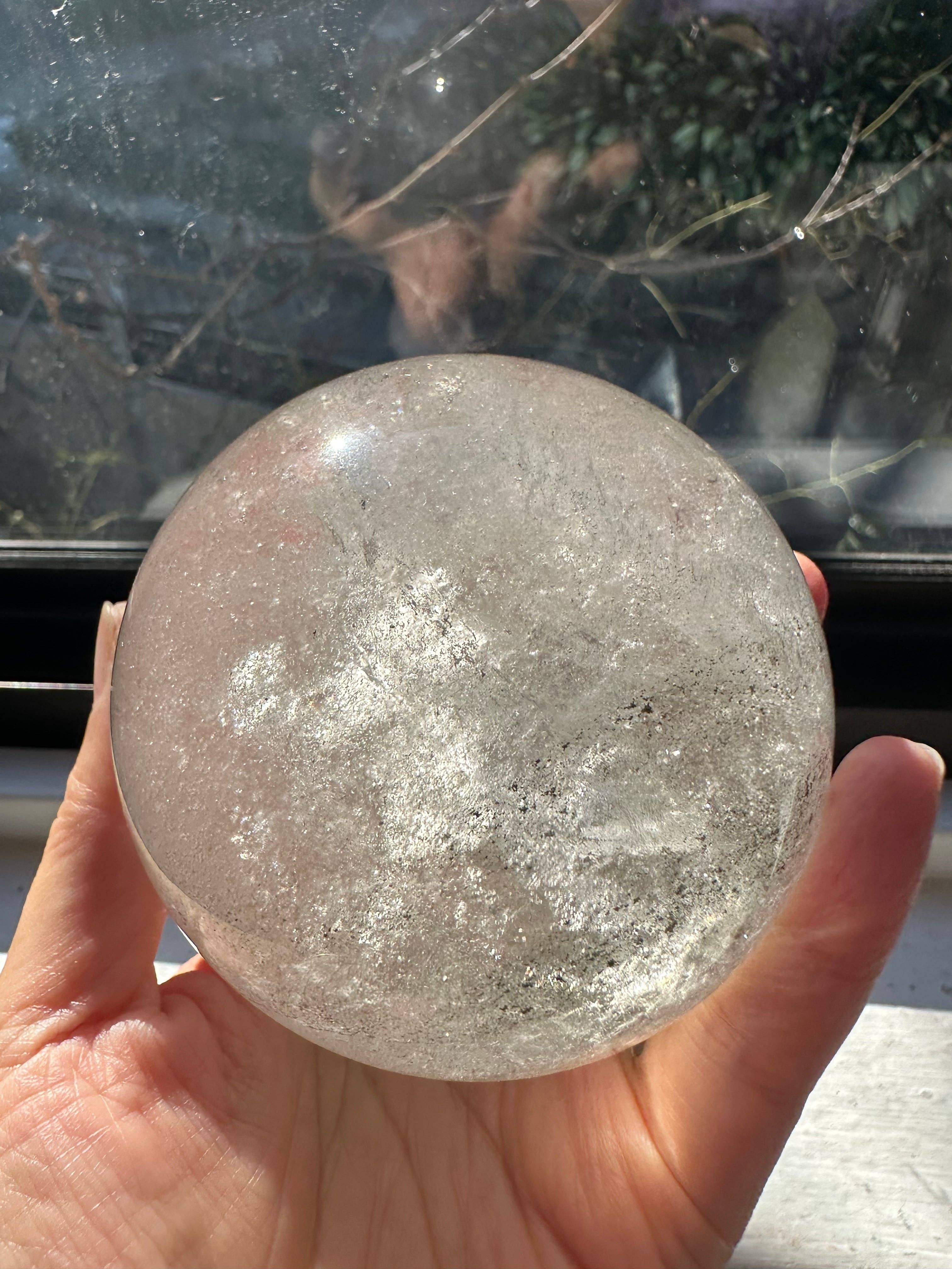 Natural Garden Quartz Sphere with Rainbows | Lodolite Scenic Crystal Ball #2