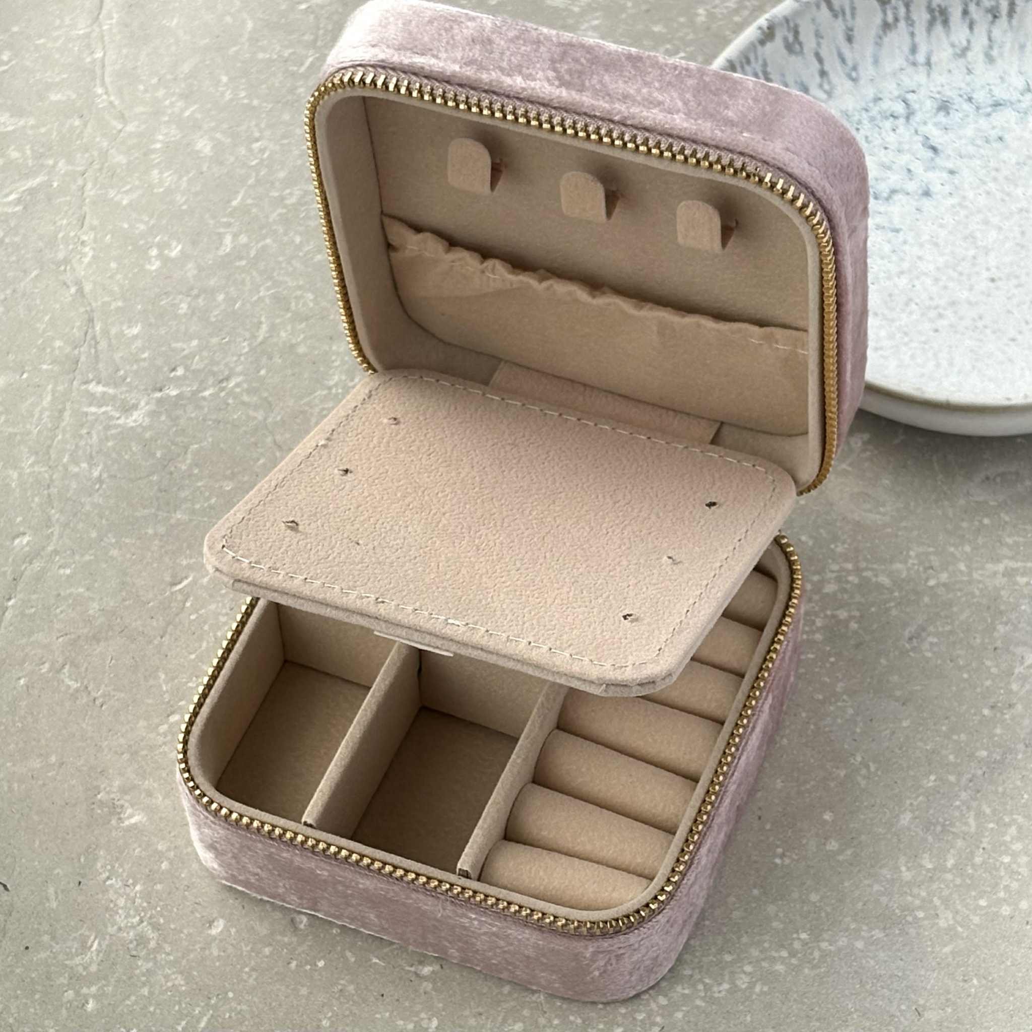 Square Jewellery Storage Box With Velvet Exterior