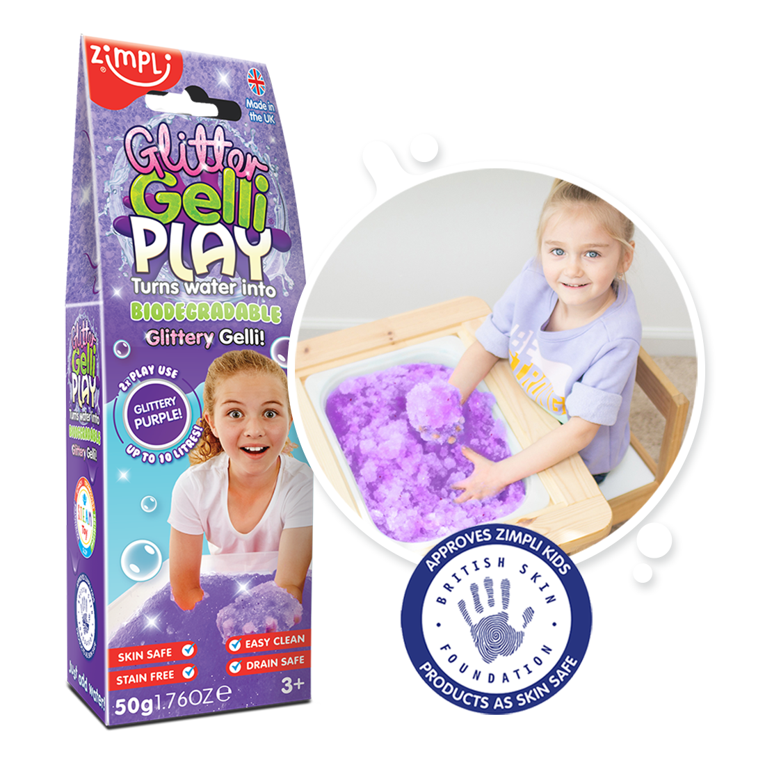 Zimpli Glitter Gelli Play Certified Biodegradable SensoryToy